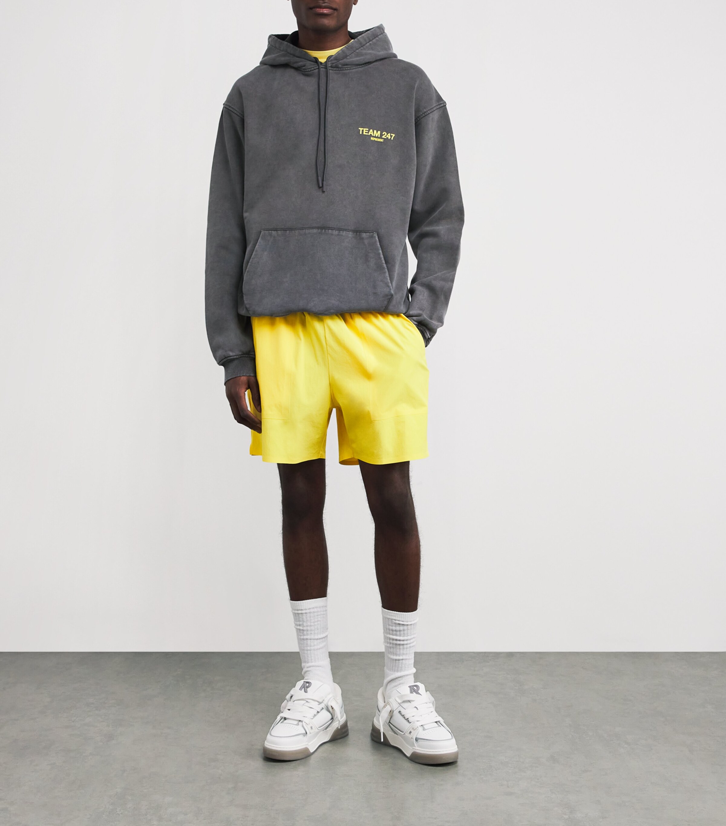 Represent 247 Mens Oversized Team 247 Hoodie Pewter/lemon Image 2