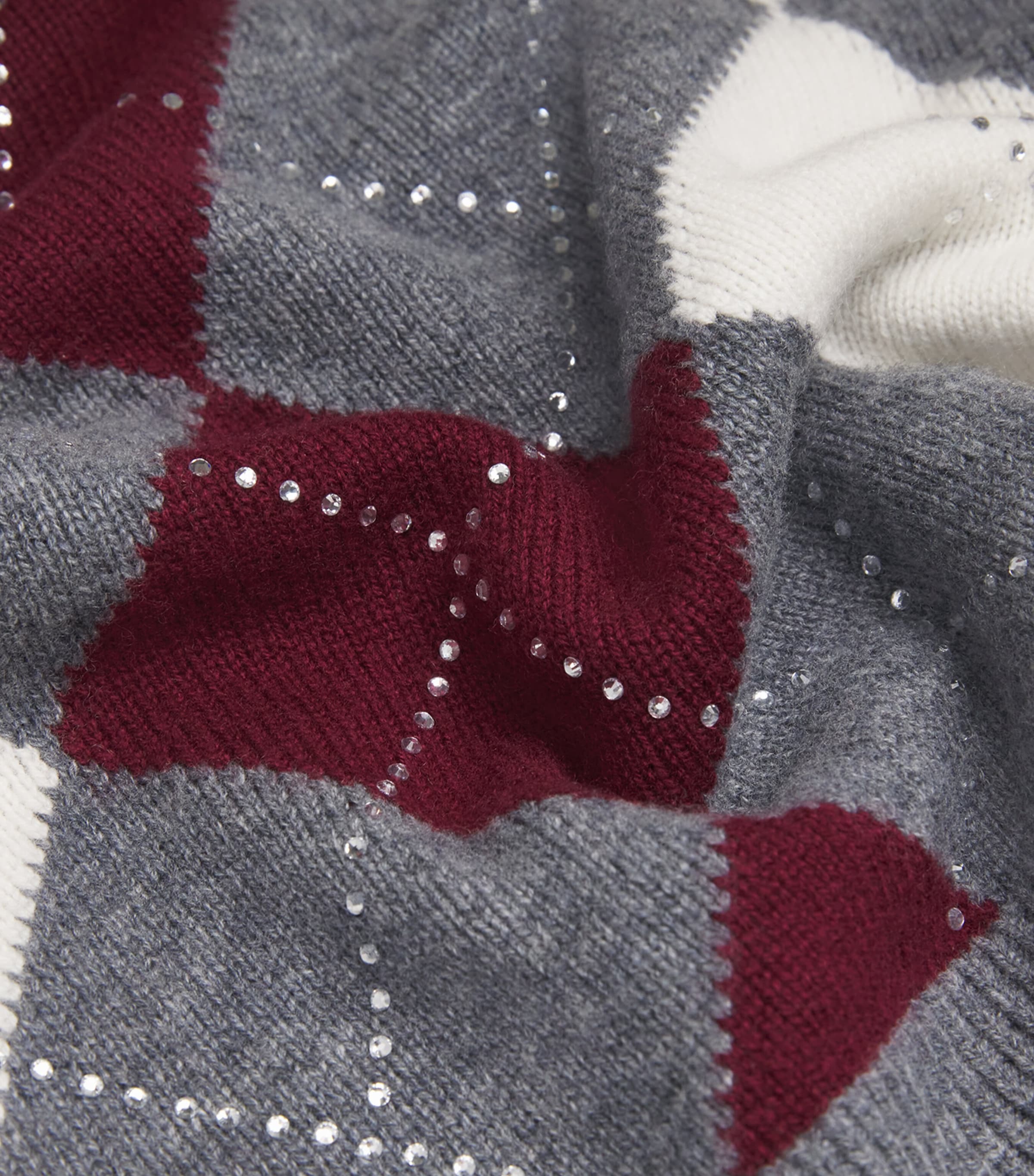 Wool Crystal-Embellished Sweater GRAY / BURGUNDY / Image 5