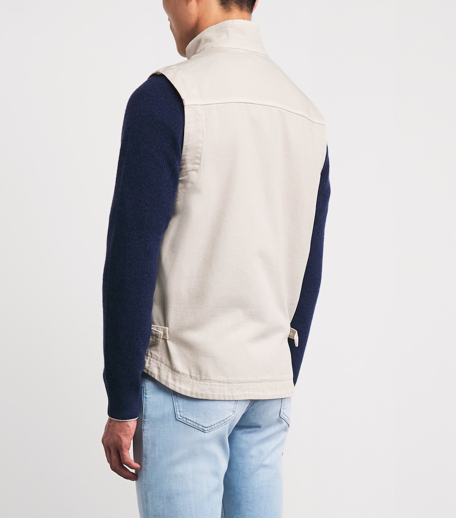 Eleventy Mens Garment-Dyed Cotton Gilet Sabbia Image 5
