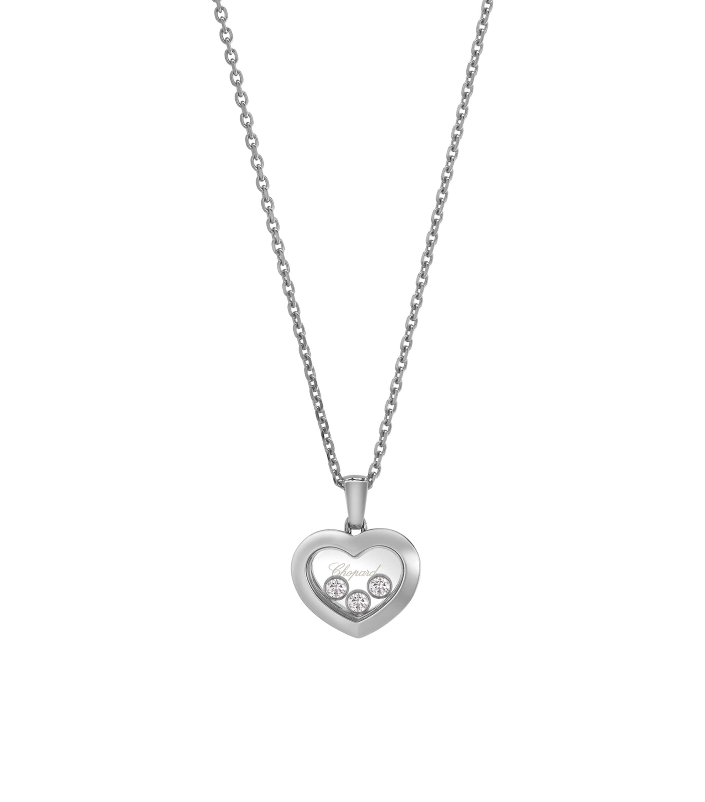 Shop Chopard White Gold And Diamond Happy Diamonds Icons Pendant Necklace