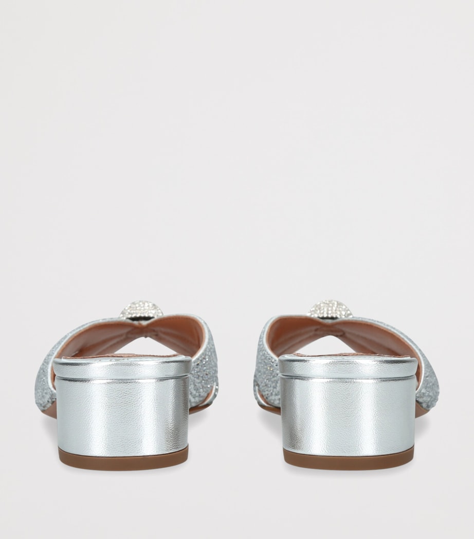 Aquazzura Leather Embellished Italian Flirt Sandals 35 Silver Image 2