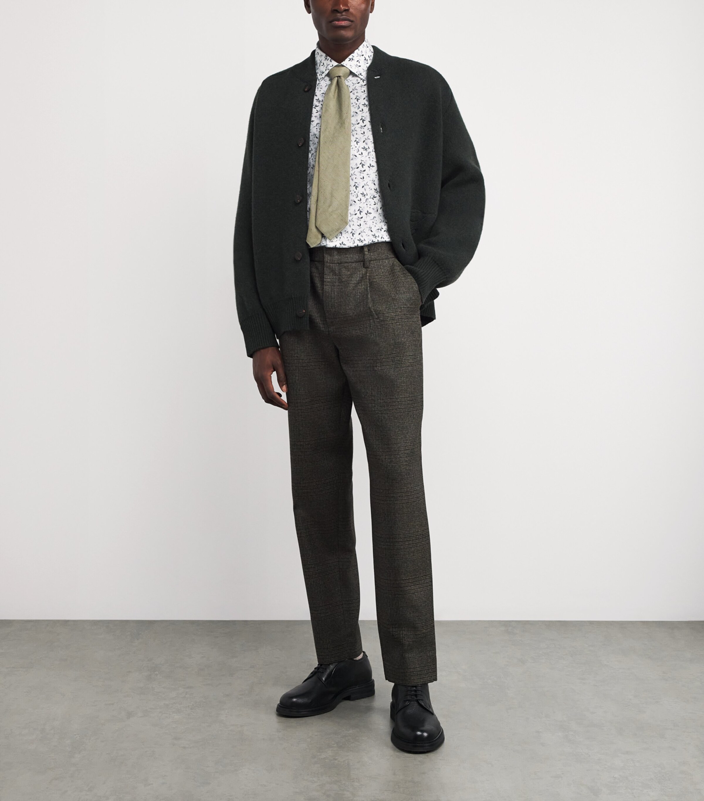 Cotton Floral Print Tailored Fit Shirt 01_WHITE Image 2