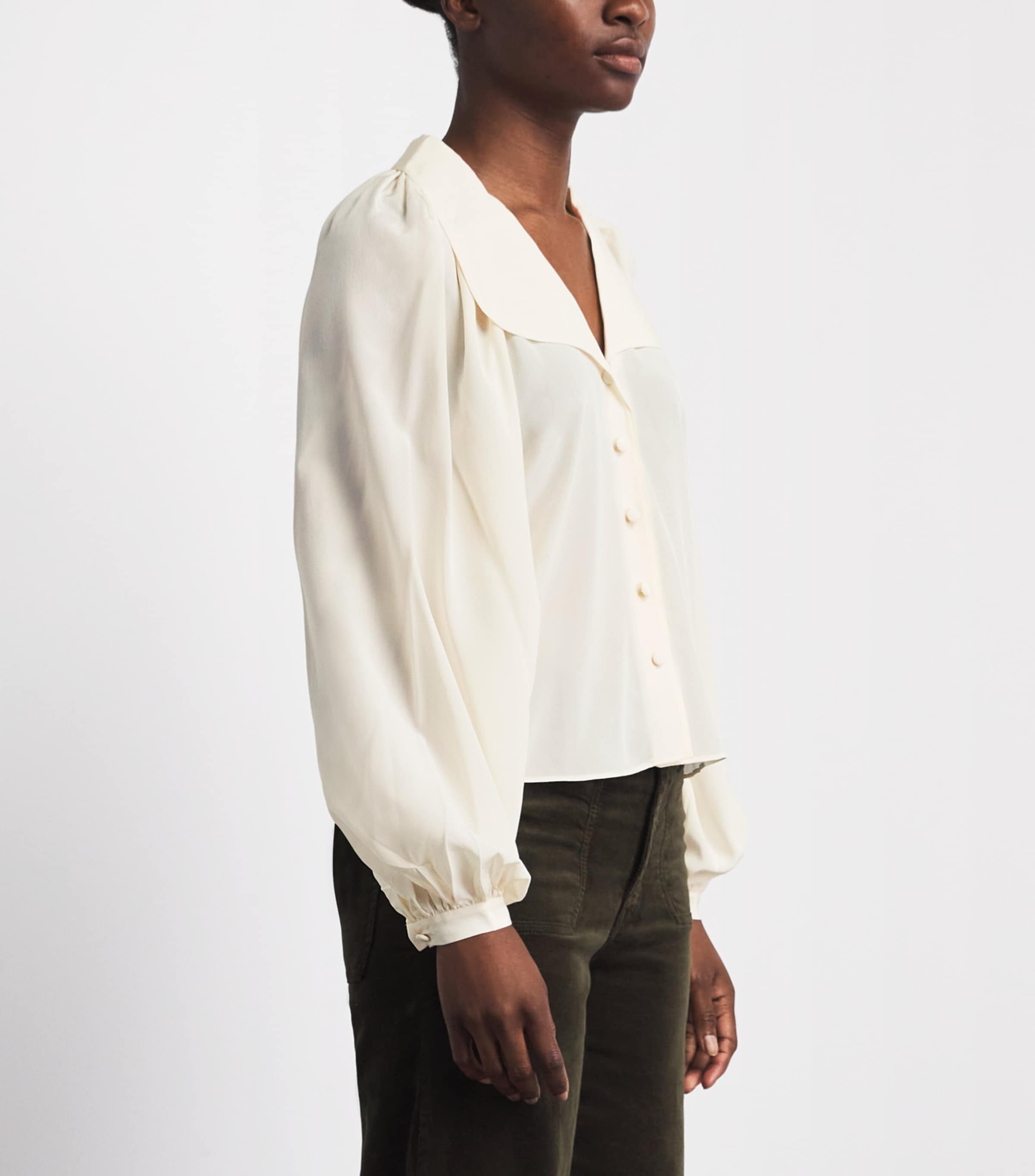 FRAME Womens Silk The Gala Shirt Cream Image 4