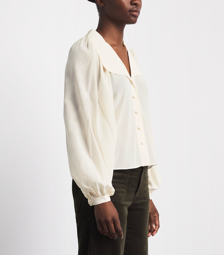 FRAME Womens Silk The Gala Shirt Cream Image 4