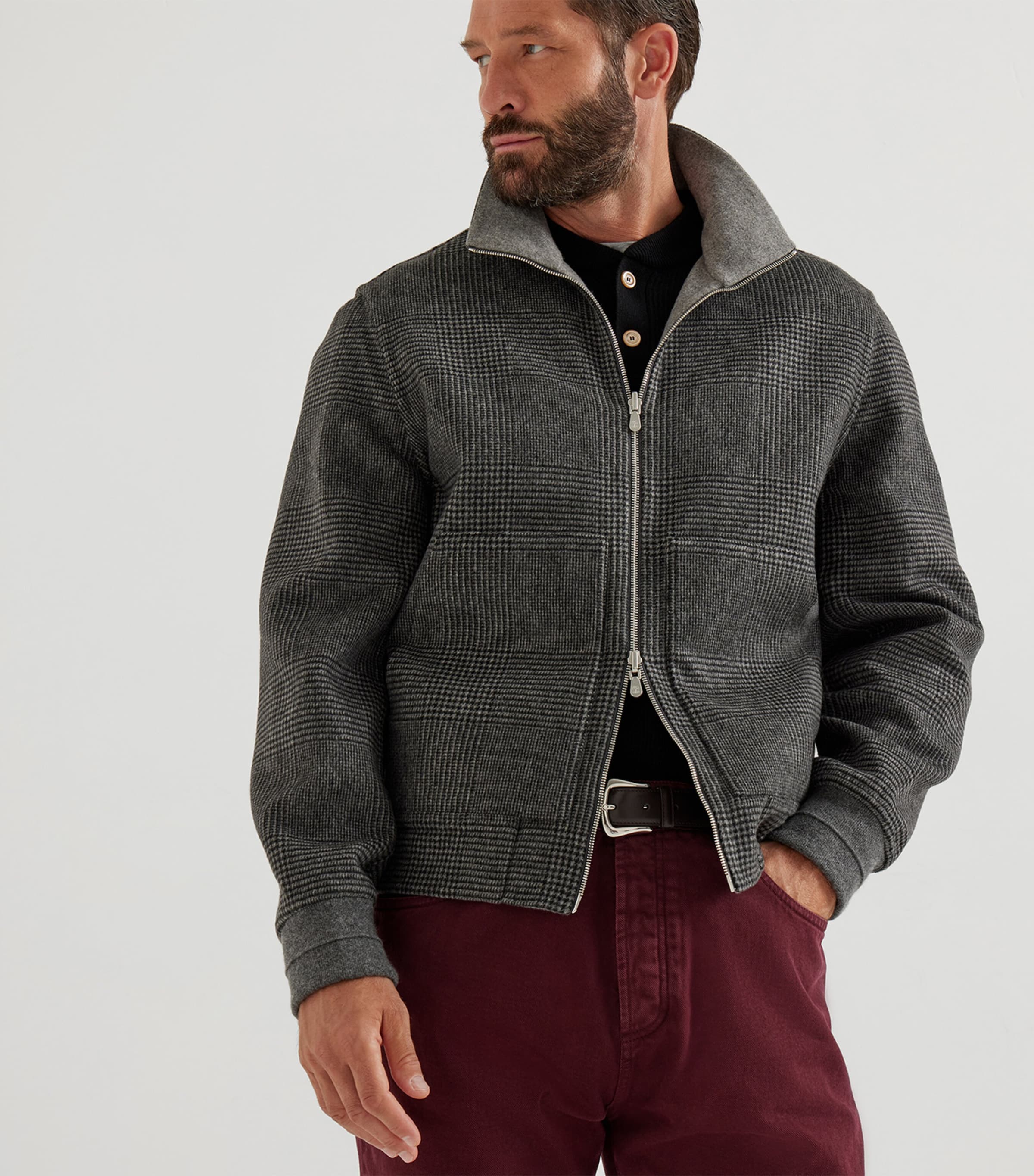 Cashmere Check BomberJacket CO820 Image 2