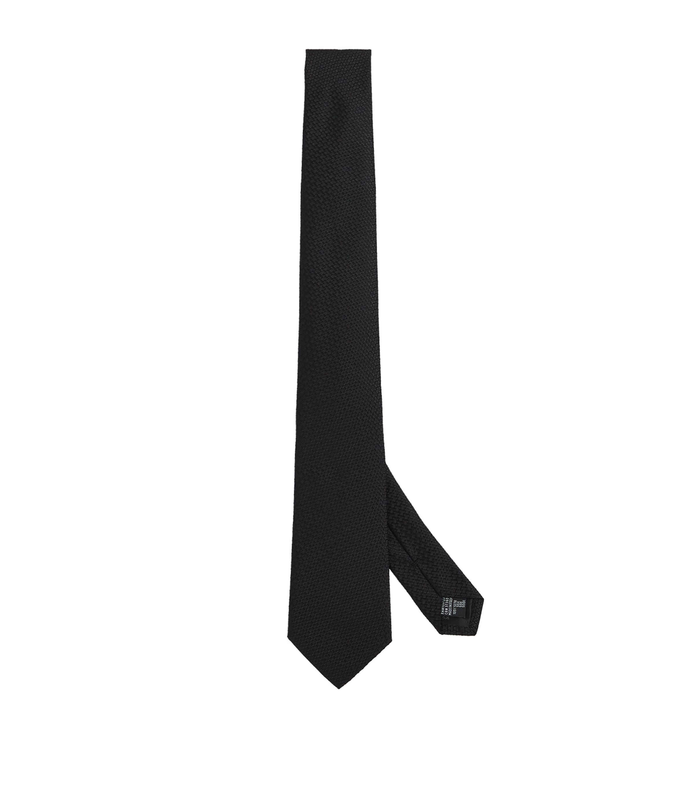 Emporio Armani Silk Geometric Jacquard Tie In Black