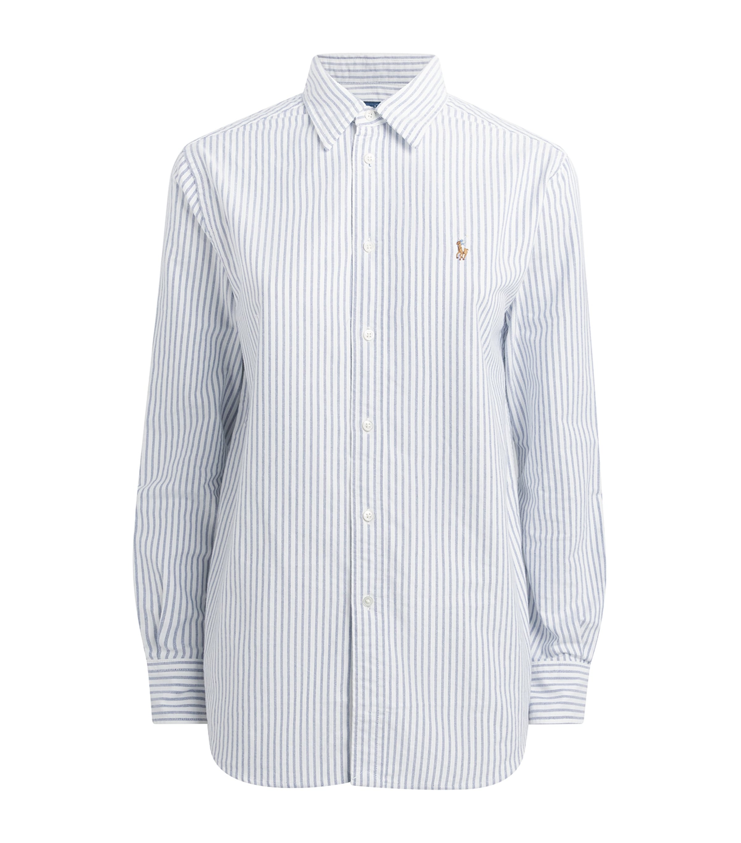 Polo Ralph Lauren Womens Cotton Oxford Stripe Shirt Wht/hrtg Ryl Image 1