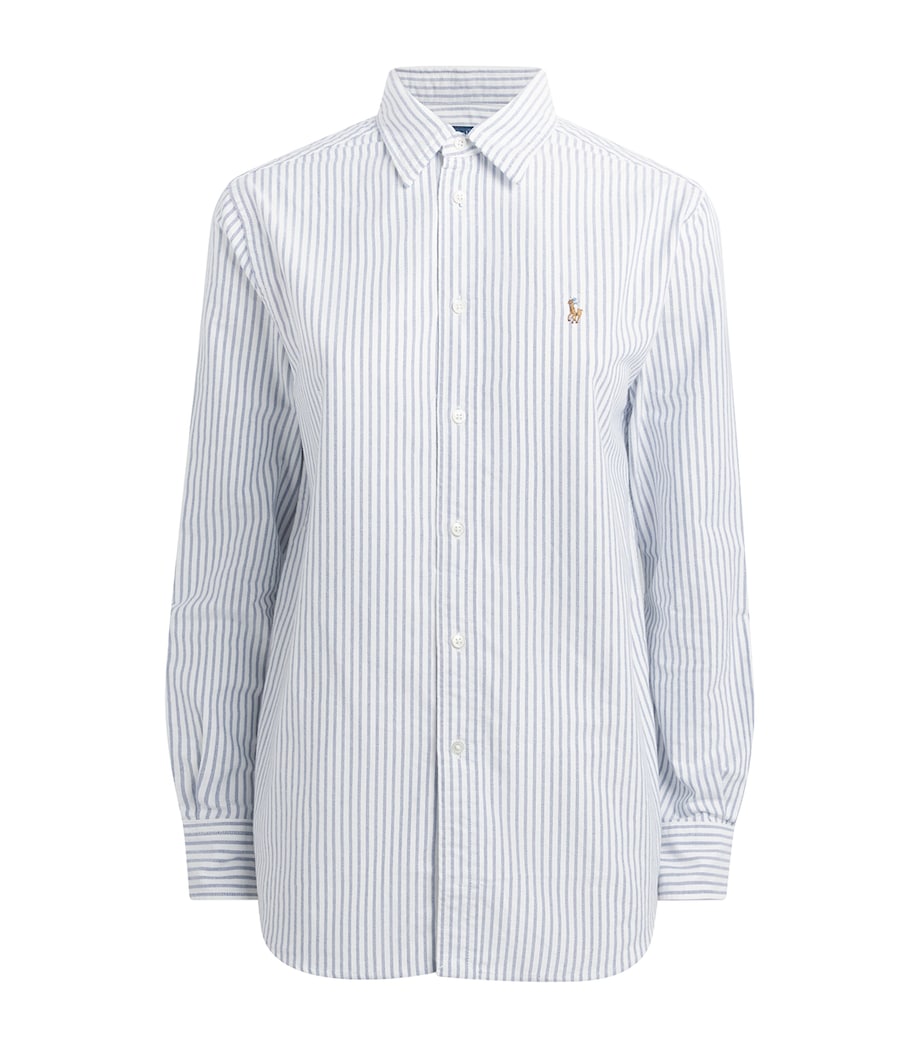 Polo Ralph Lauren Womens Cotton Oxford Stripe Shirt Wht/hrtg Ryl Image 1