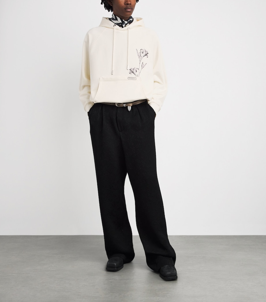 Wooyoungmi Mens Cotton Flower Logo Hoodie Ivory Image 2