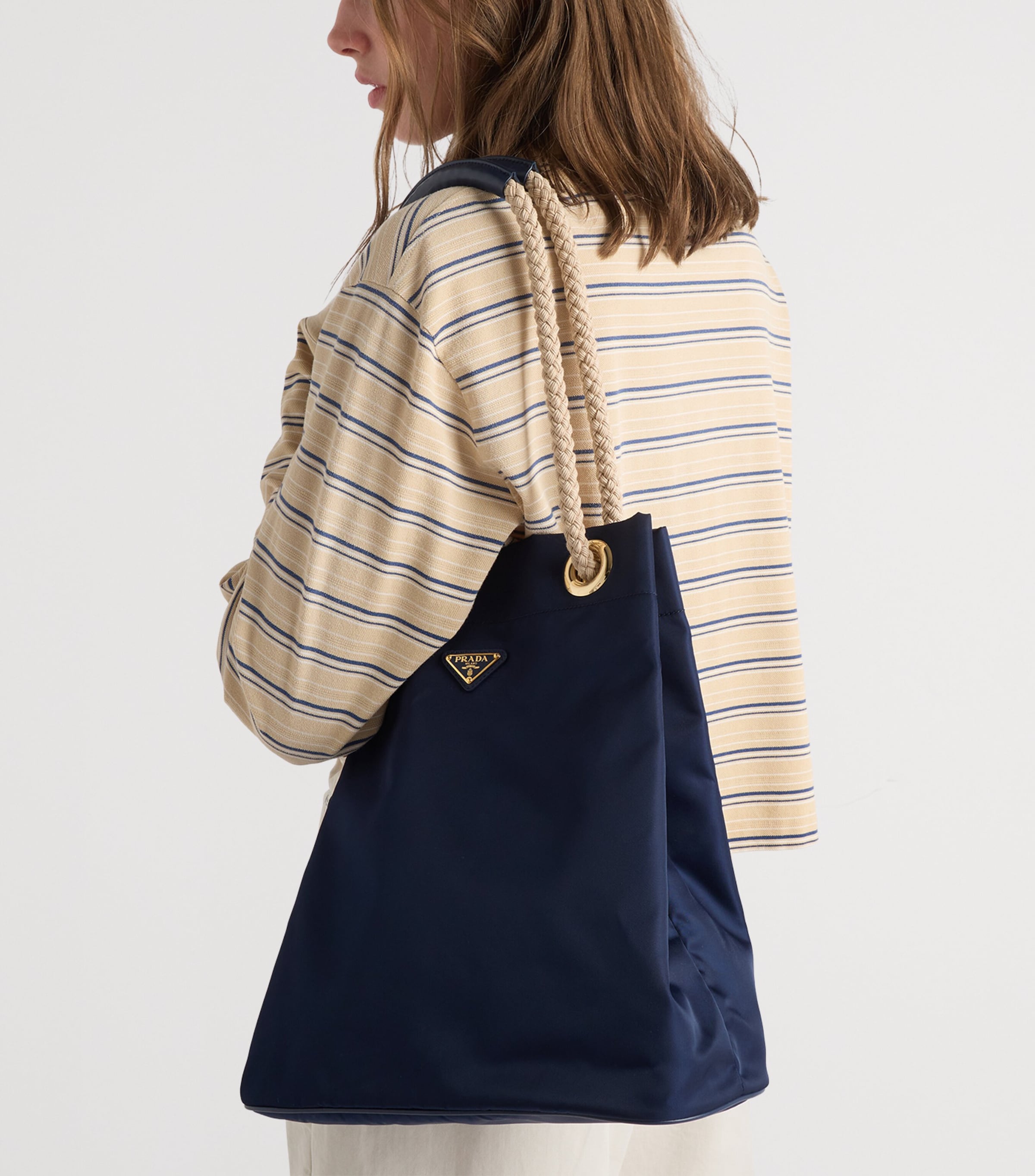 Prada Large Re-Nylon Mariner Bucket Bag Blue Image 3