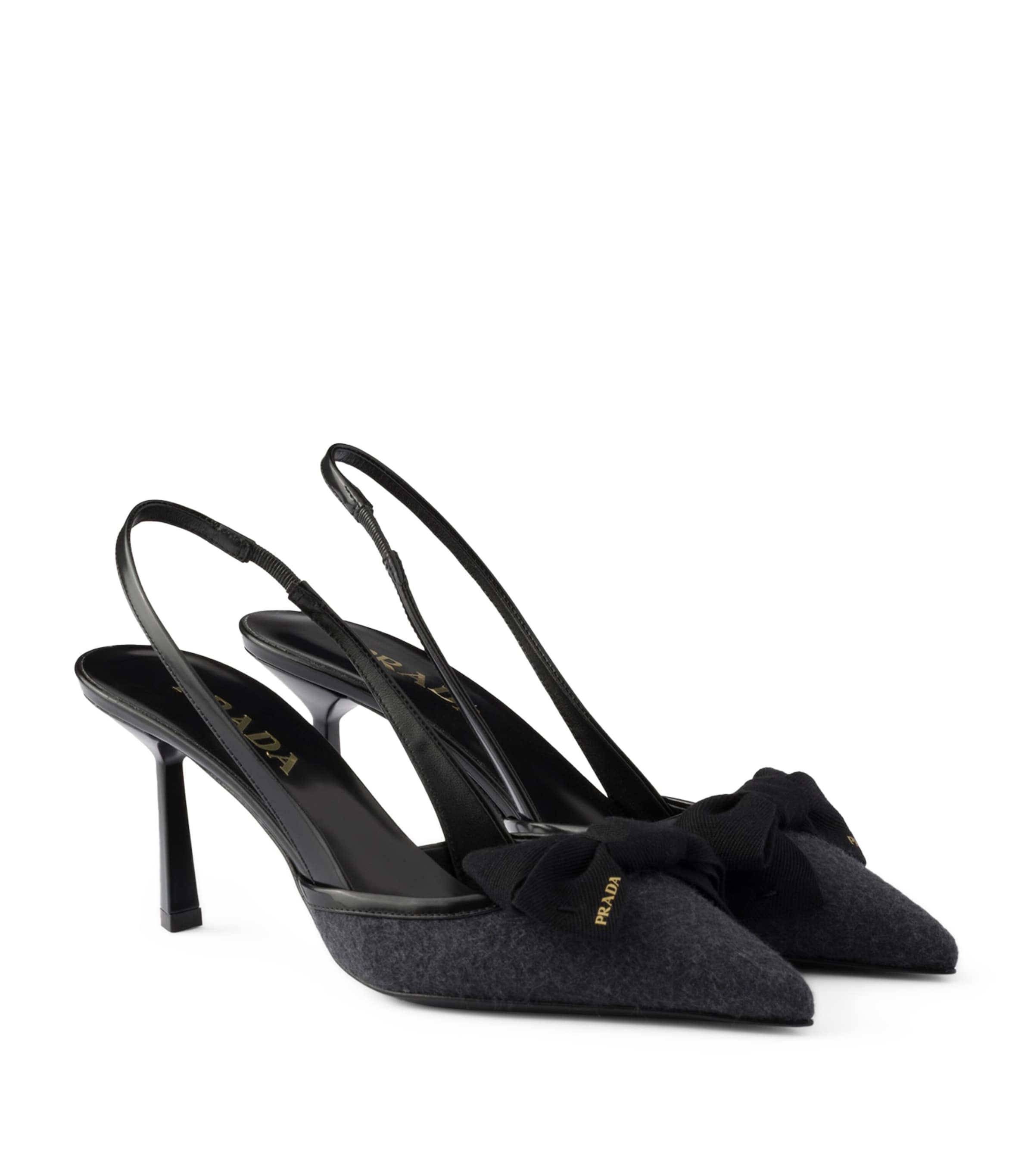 Prada Cashmere Bow-Detail Slingback Pumps 75 Grey Image 1