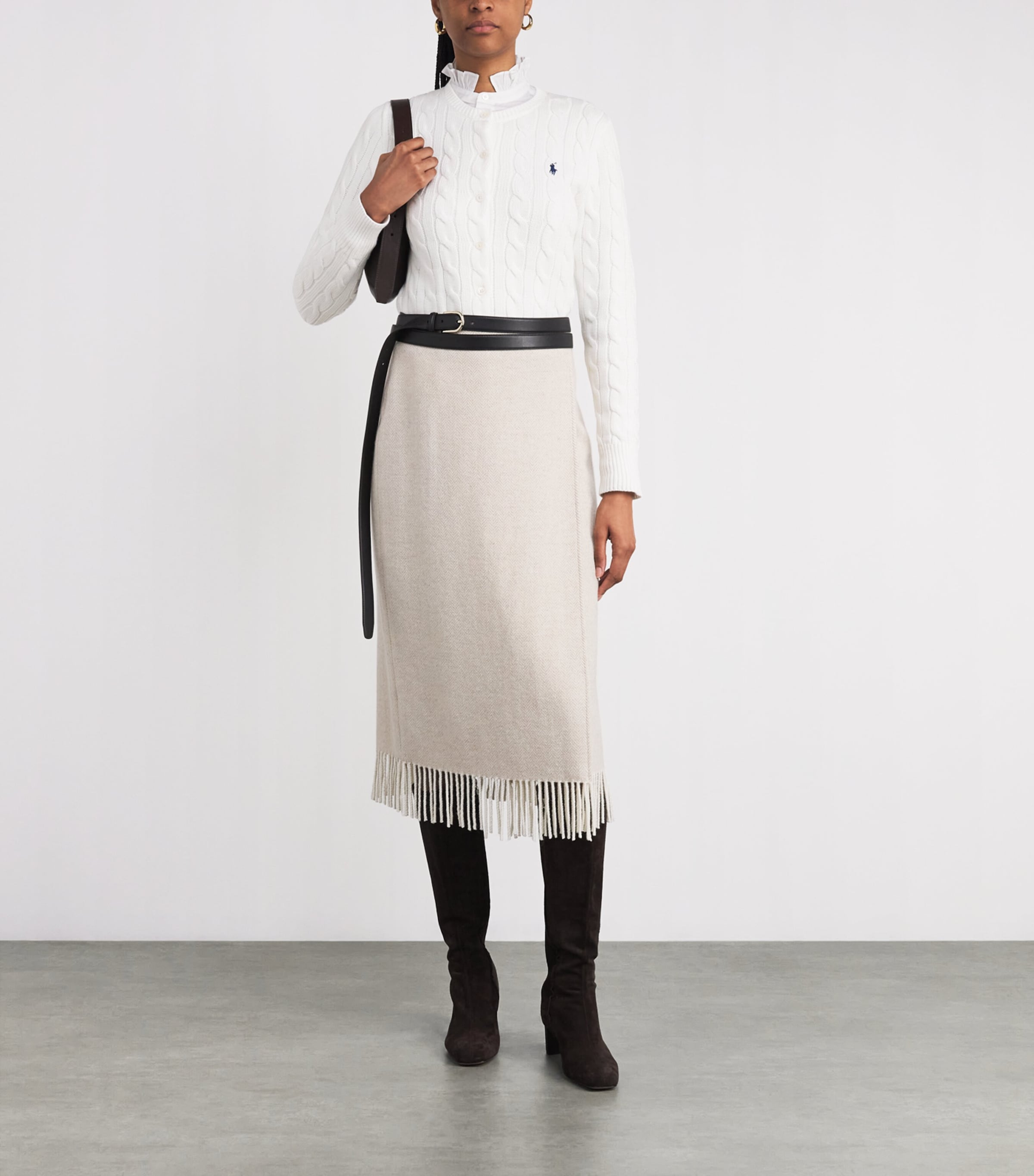 Cotton Cable-Knit Cardigan WHITE Image 2