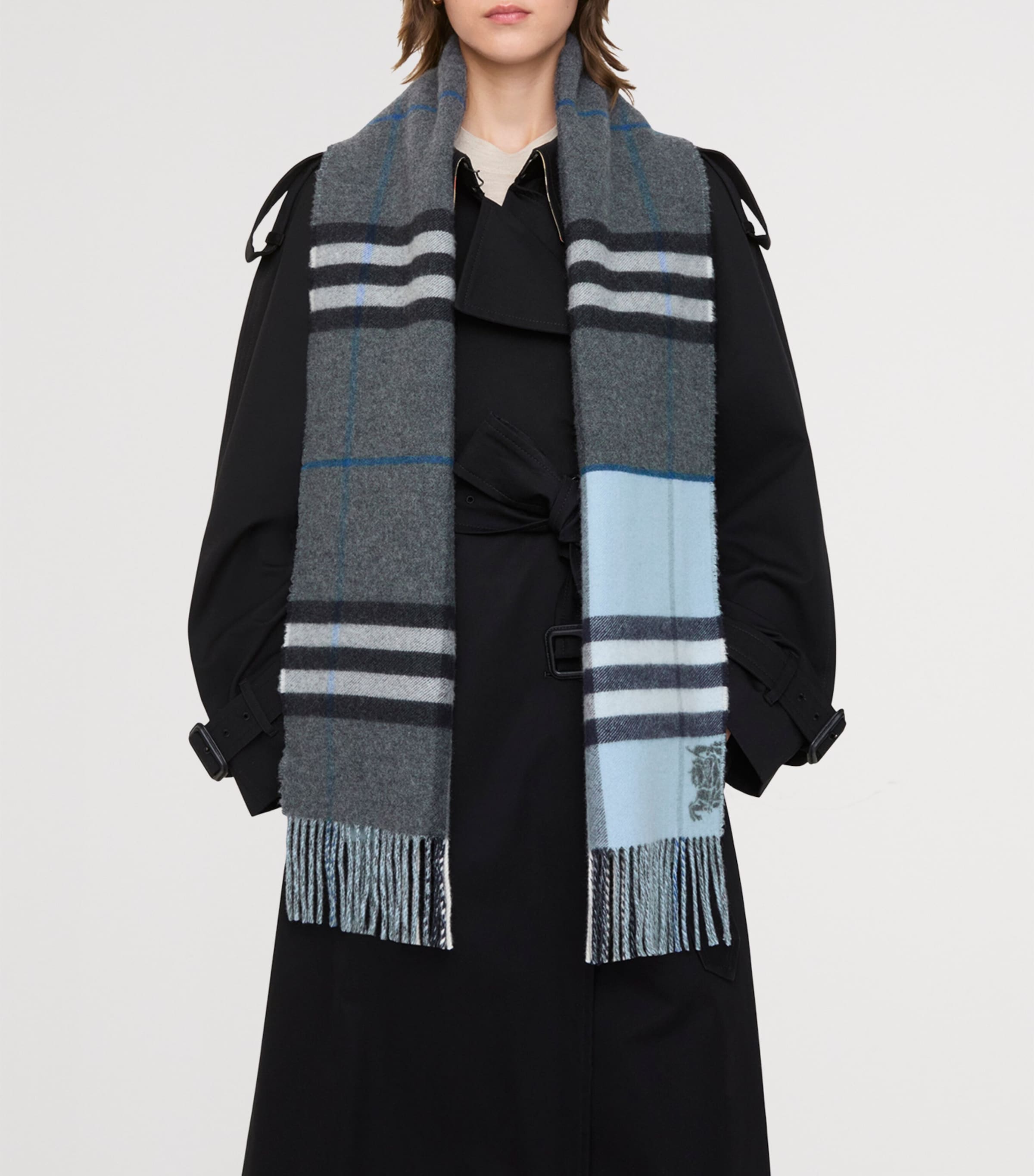Cashmere Contrast Check Scarf MARLBOROUGH/BANK Image 3