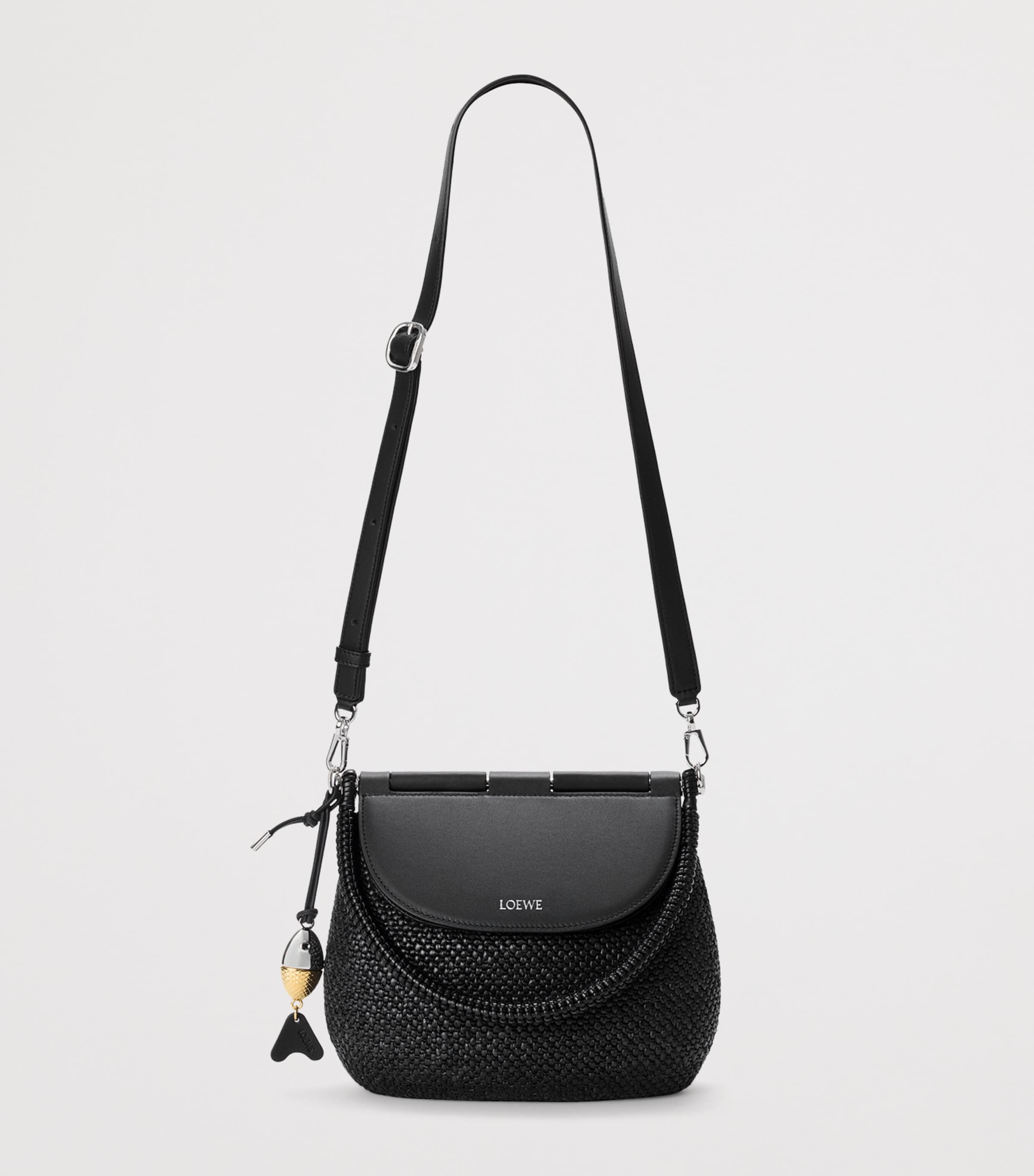 LOEWE Black x Paula's Ibiza Medium Raffia Pescador Top-Handle Bag