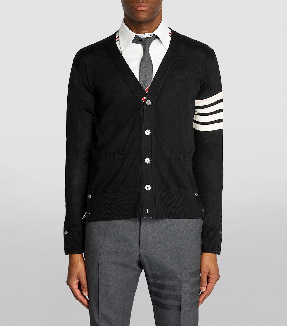 Merino Wool 4-Bar Cardigan BLACK Image 3