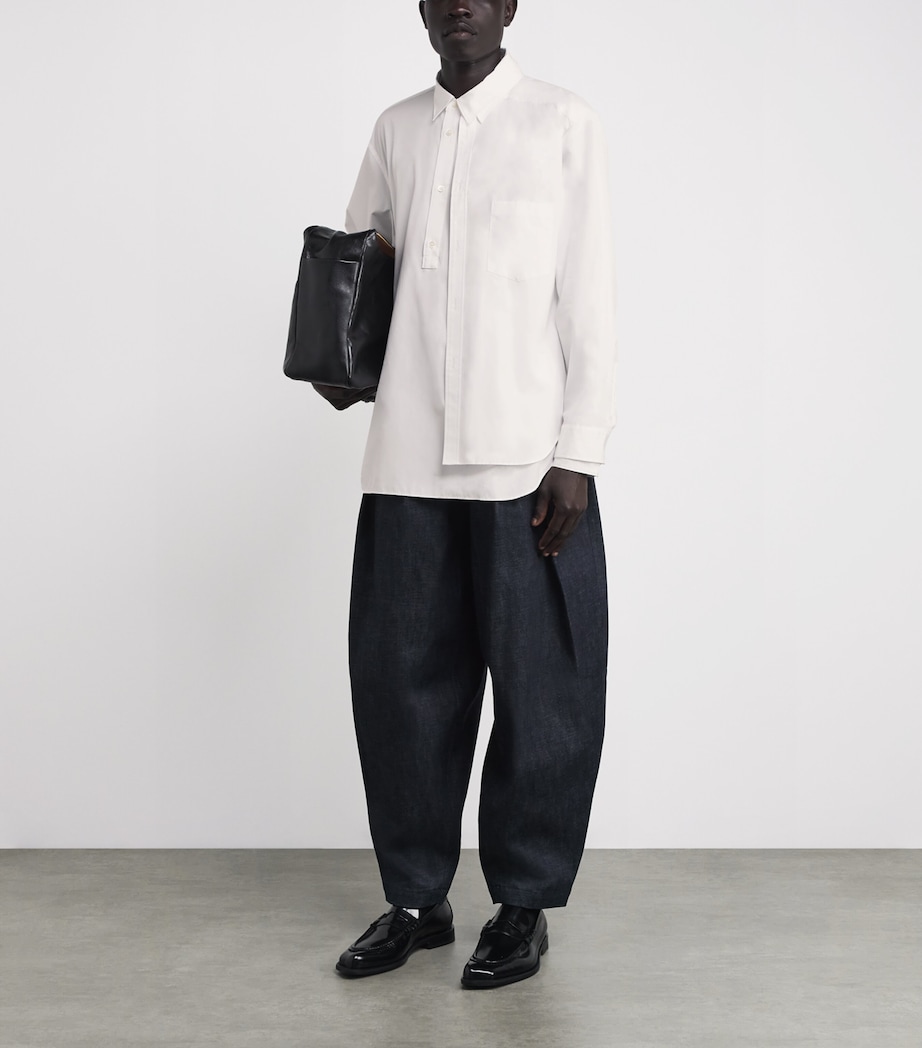 Cotton Panel-Overlay Shirt WHITE Image 2