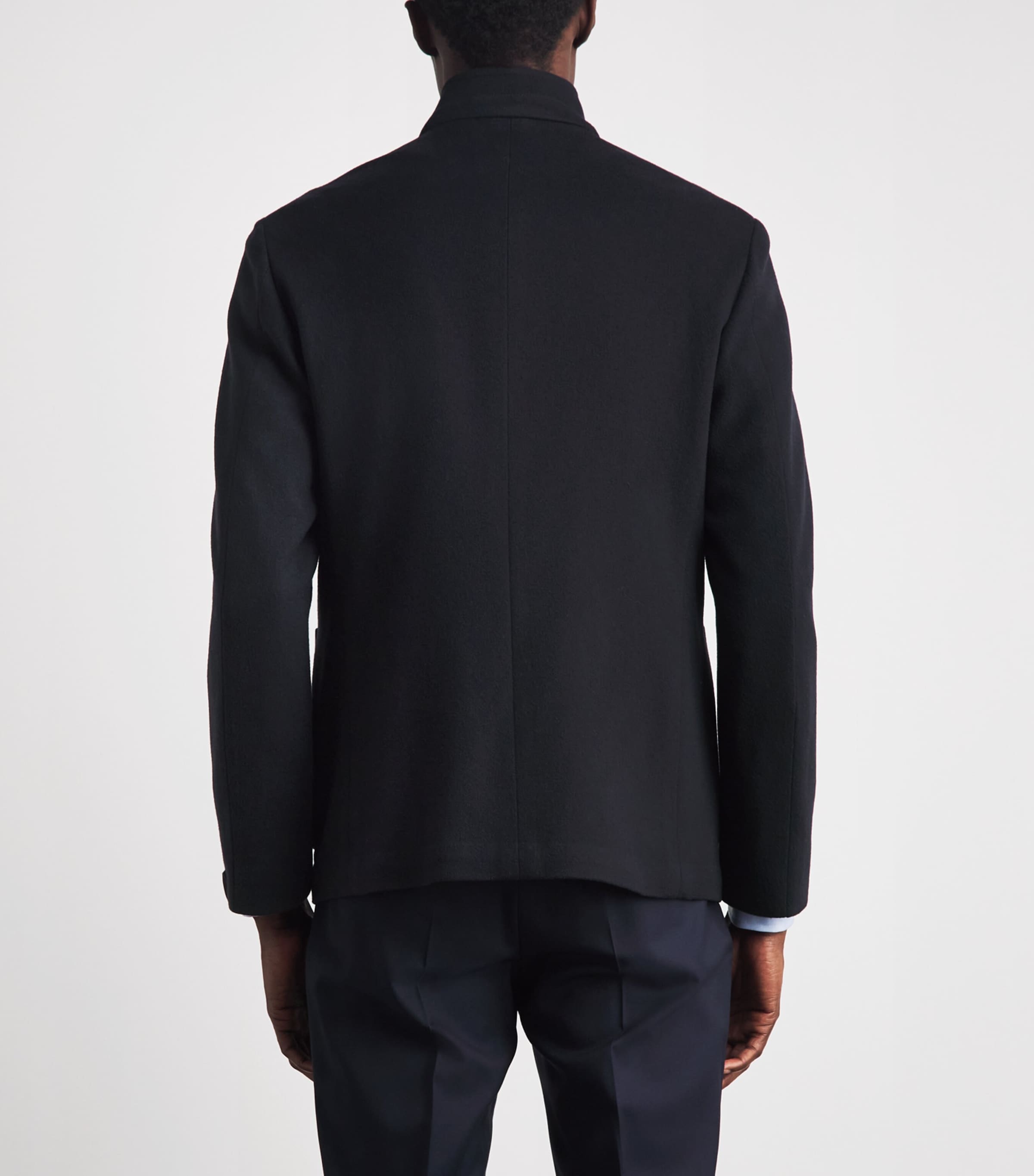 Corneliani Mens Virgin Wool High-Neck Jacket Dark Blue Image 5