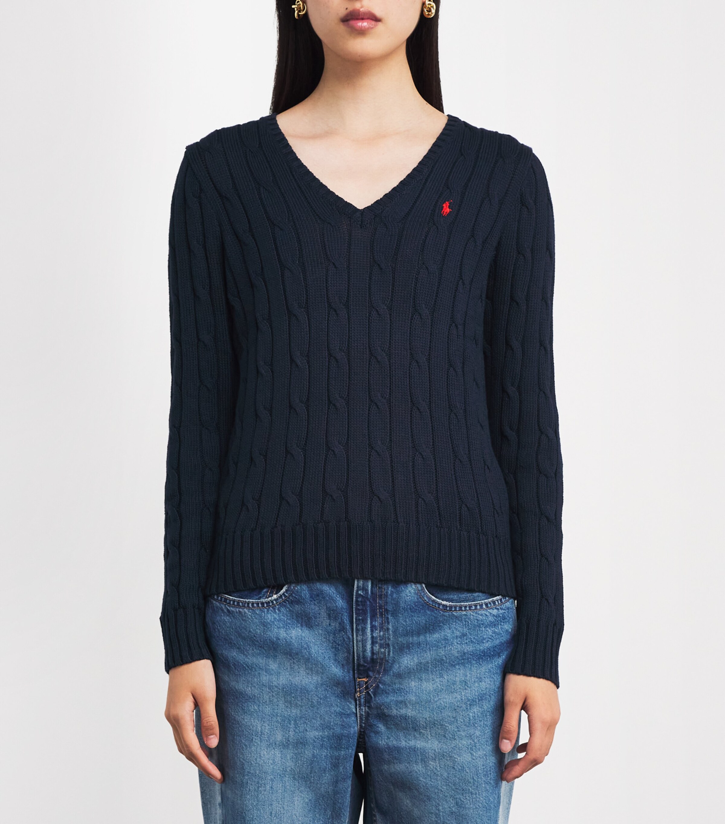 Polo Ralph Lauren Womens Cotton Kimberly Sweater Hunter Navy Image 3