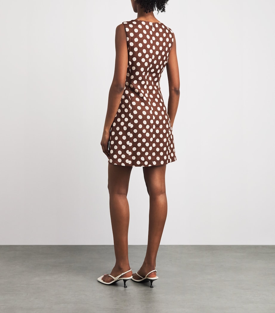 FAITHFULL Womens Linen Polka-Dot Lydie Mini Dress Cioccolato Dot Image 4