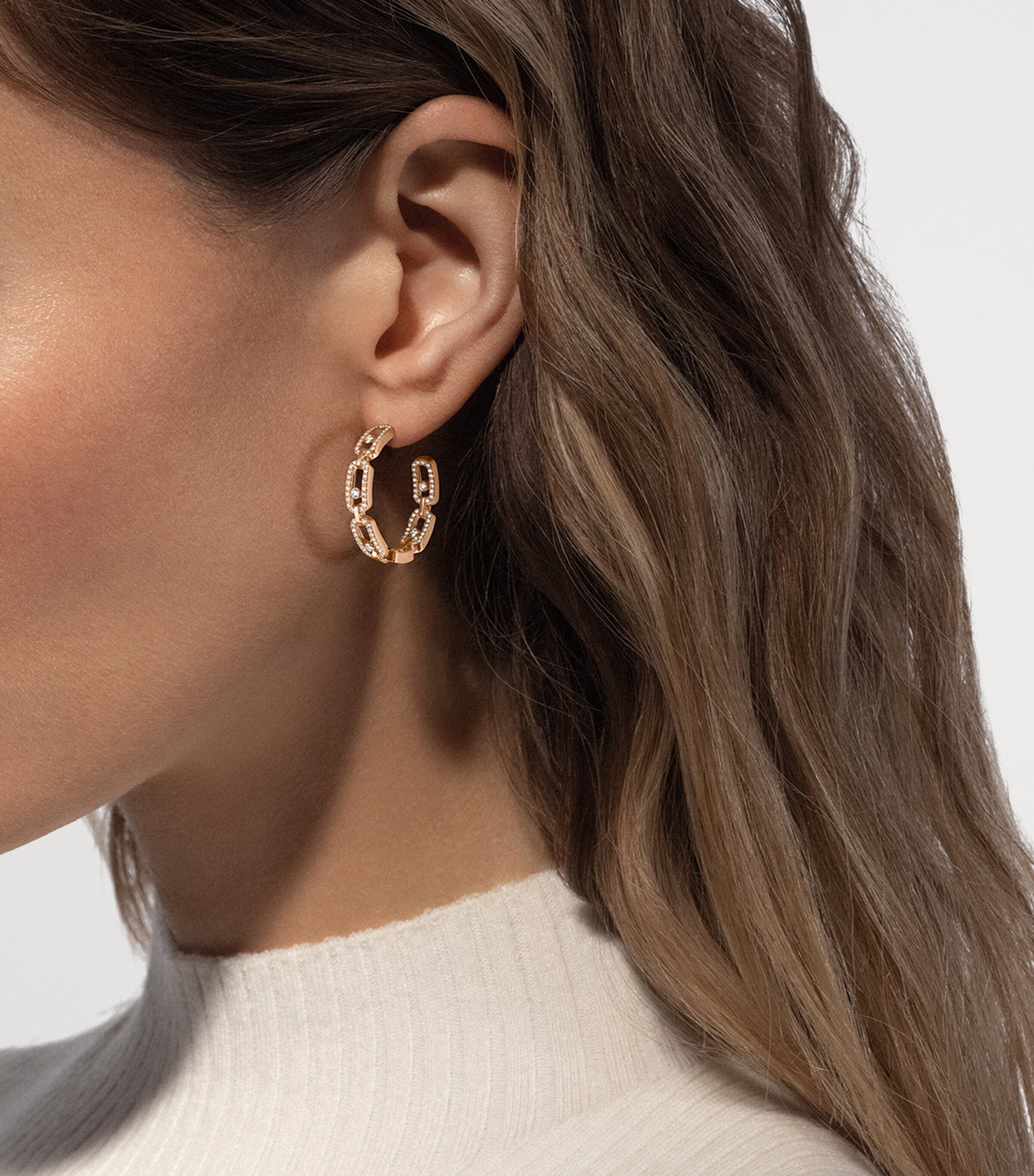 Messika Small Move Link Yellow Gold and Diamond Hoop Earrings (0.86ct) Yellow Gold Image 2