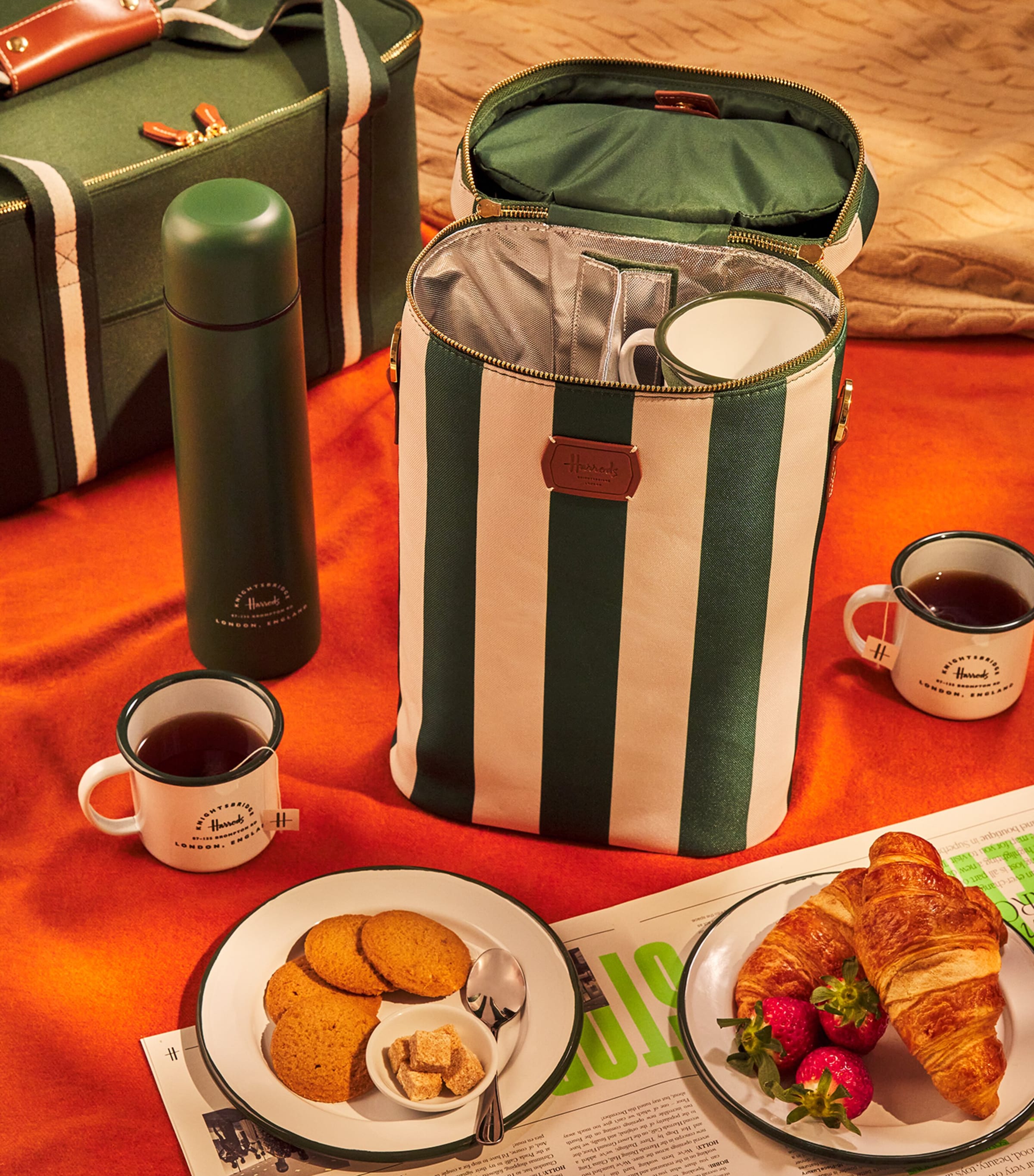 Harrods Striped Drinks Bag Harrods Green Image 4