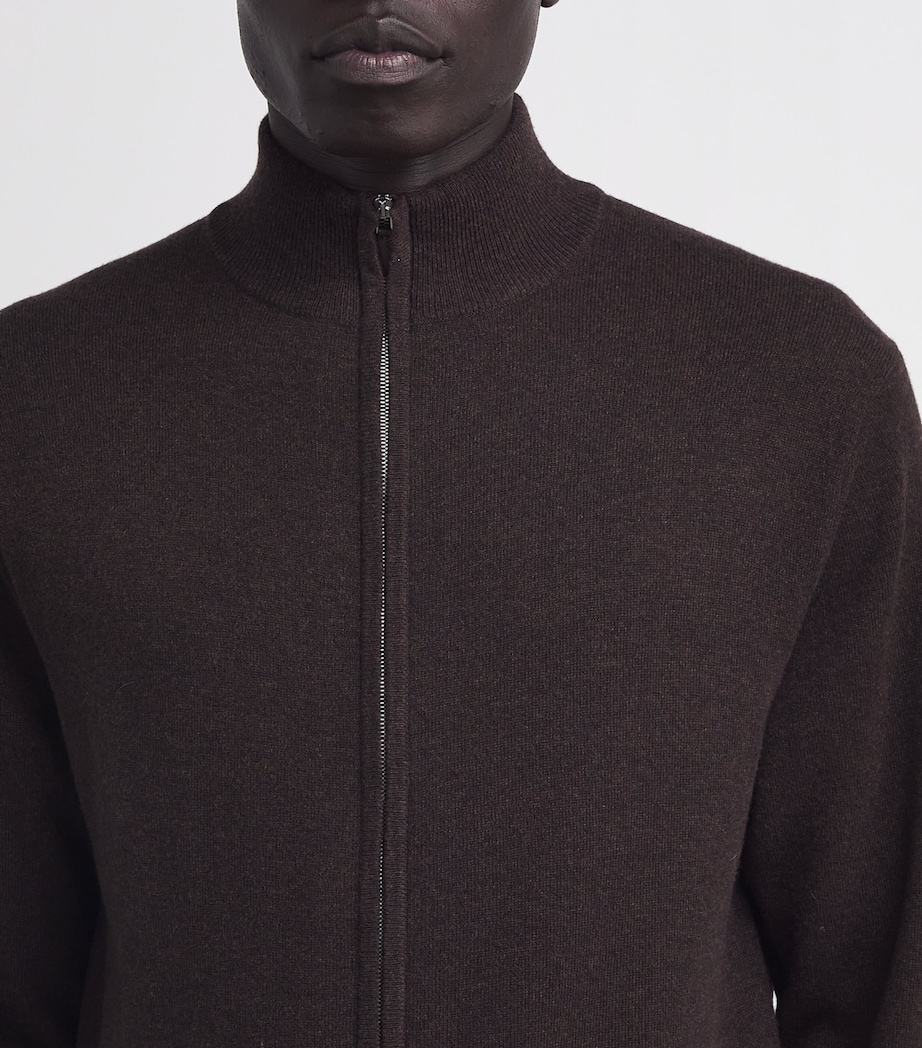 Cashmere Knightsbridge Zip Cardigan CTB CHCLT BROWN Image 6