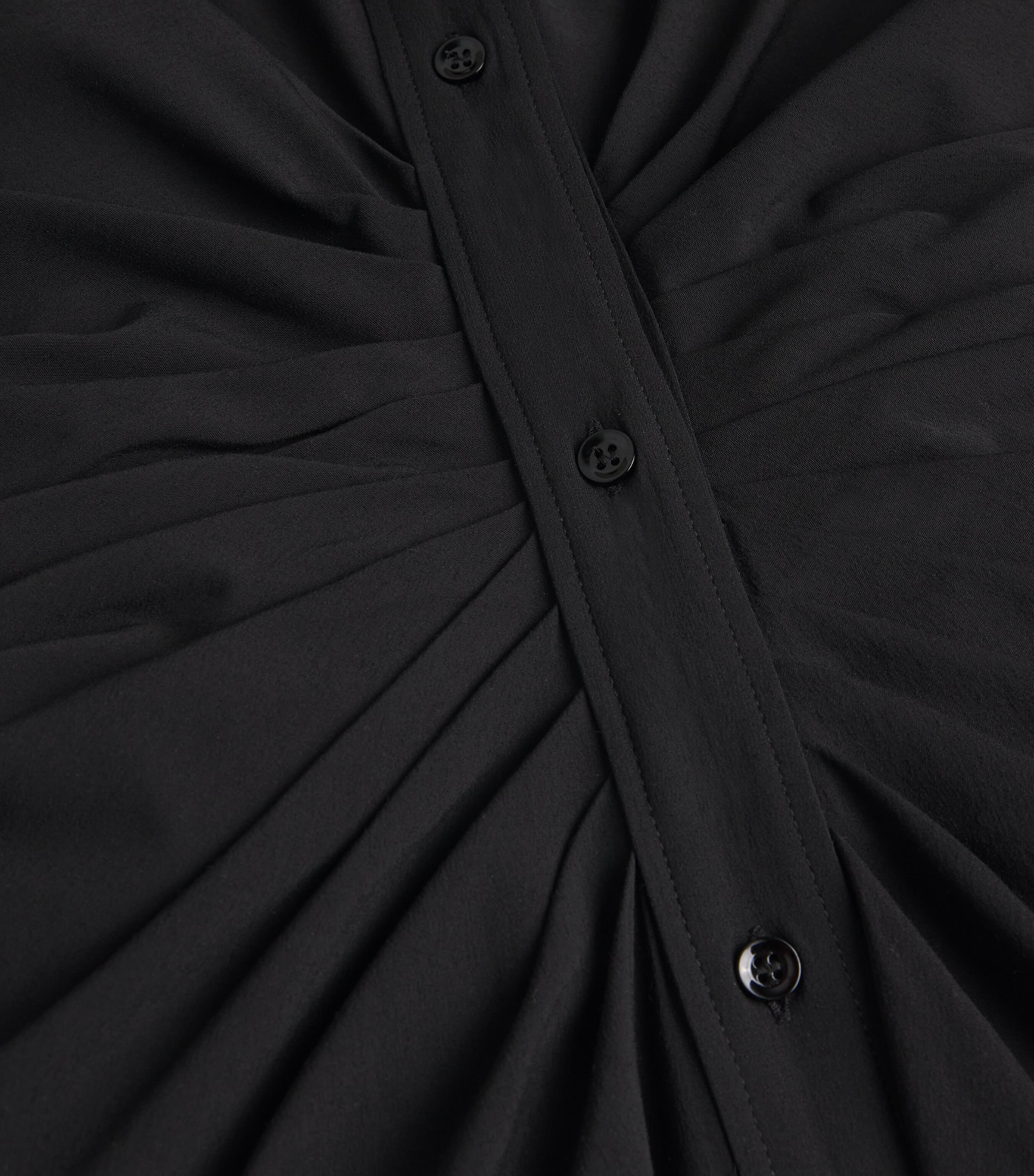 Ruched Midi Shirt Dress 003 BLACK Image 5