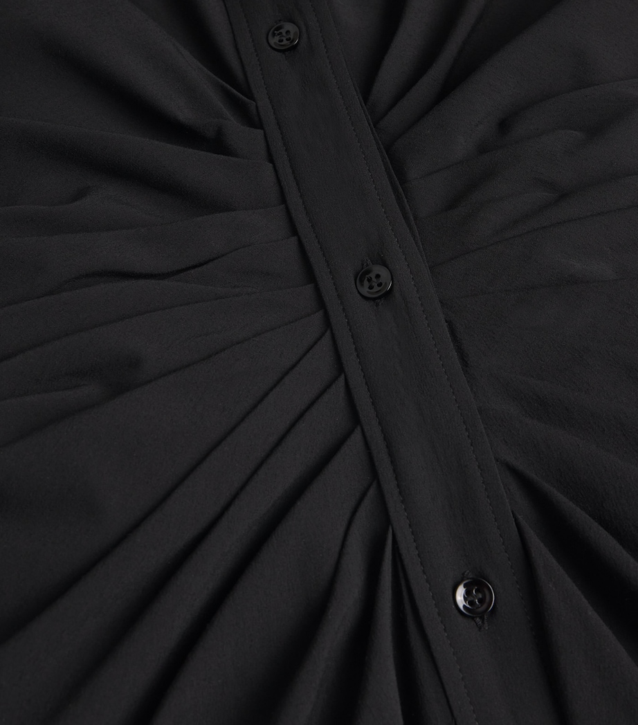 Ruched Midi Shirt Dress 003 BLACK Image 5