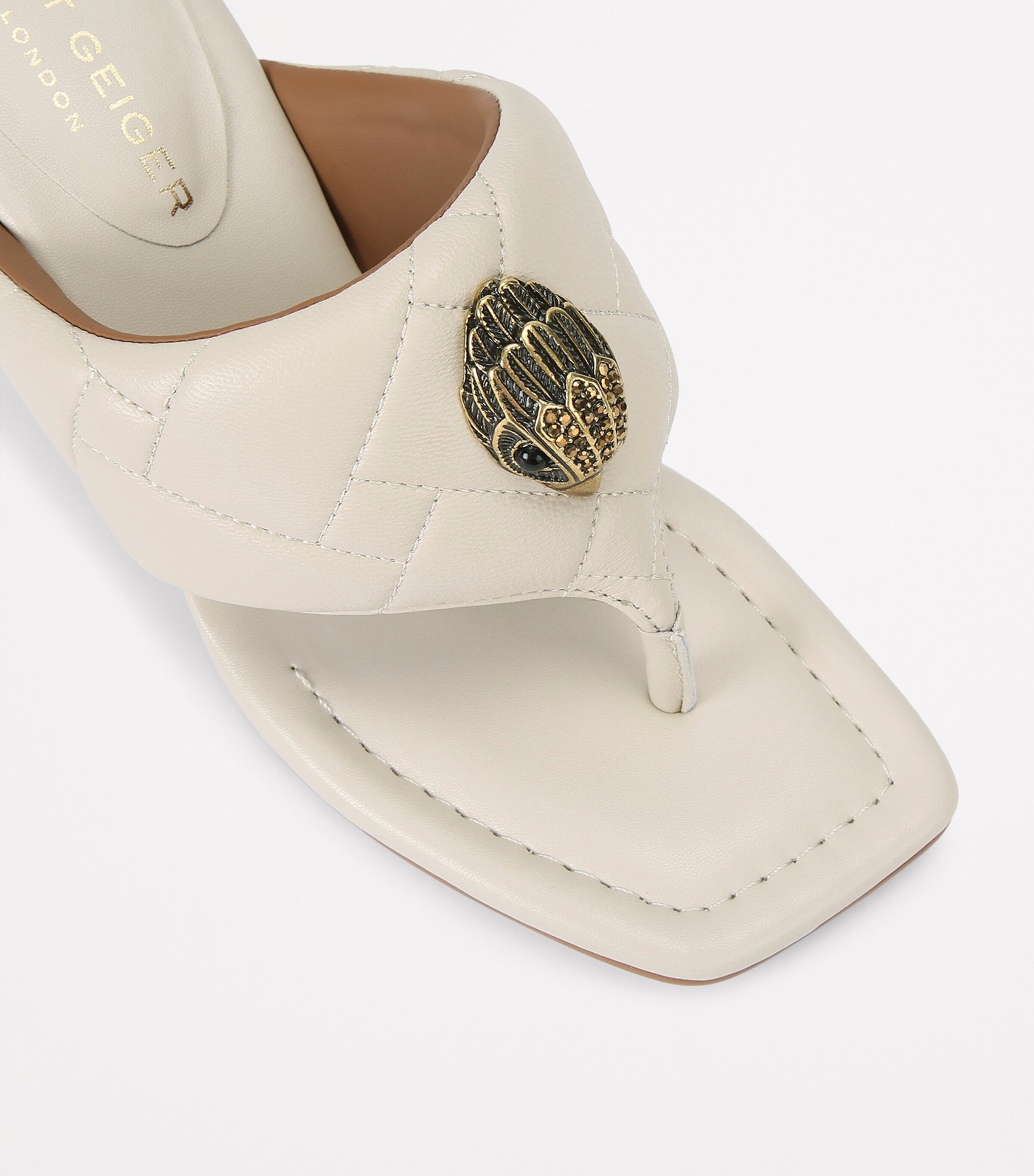 Kurt Geiger London Leather Heeled Mules Bone Image 3