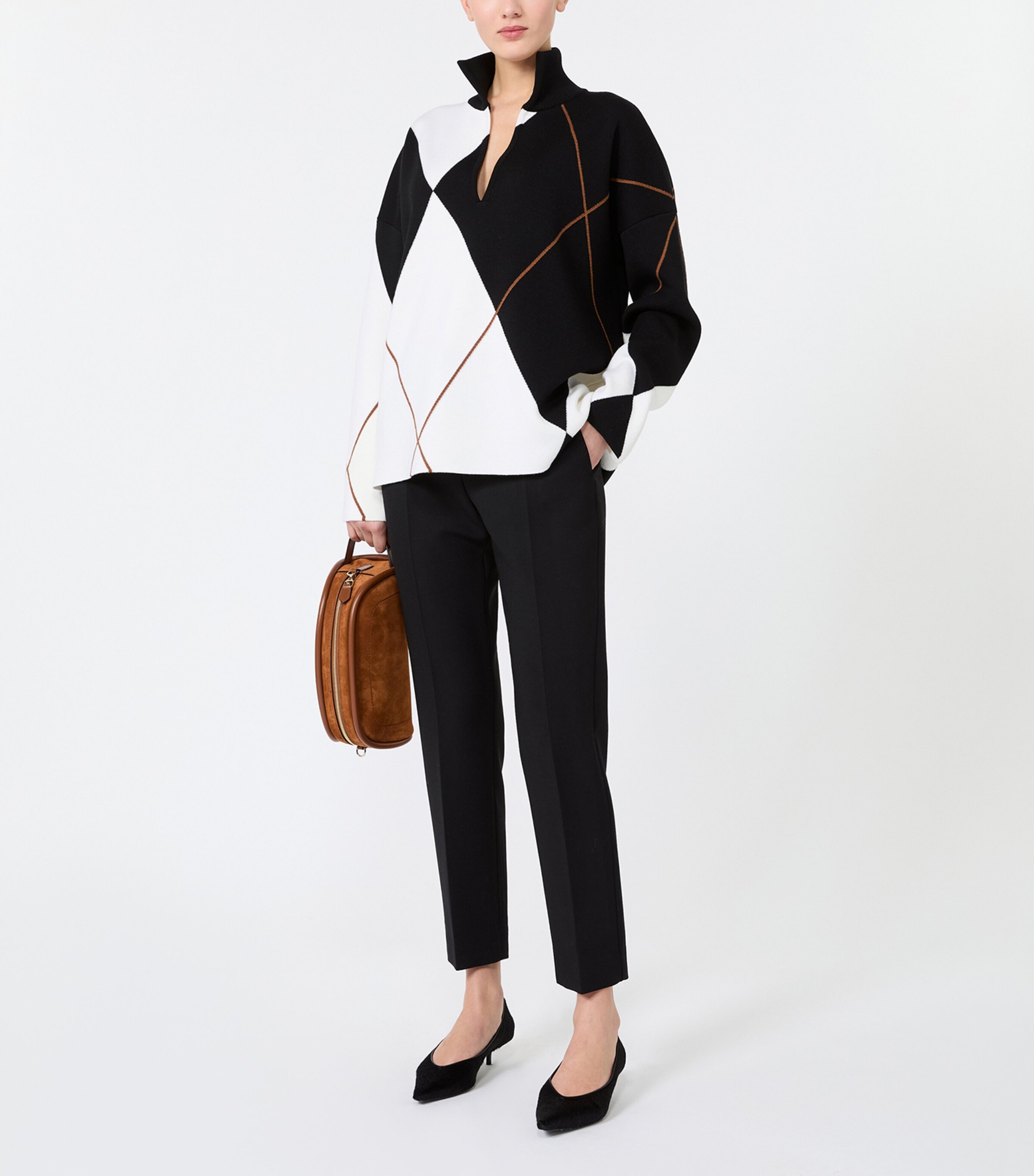 Max Mara Womens Wool-Blend Cropped Trousers Black Image 5