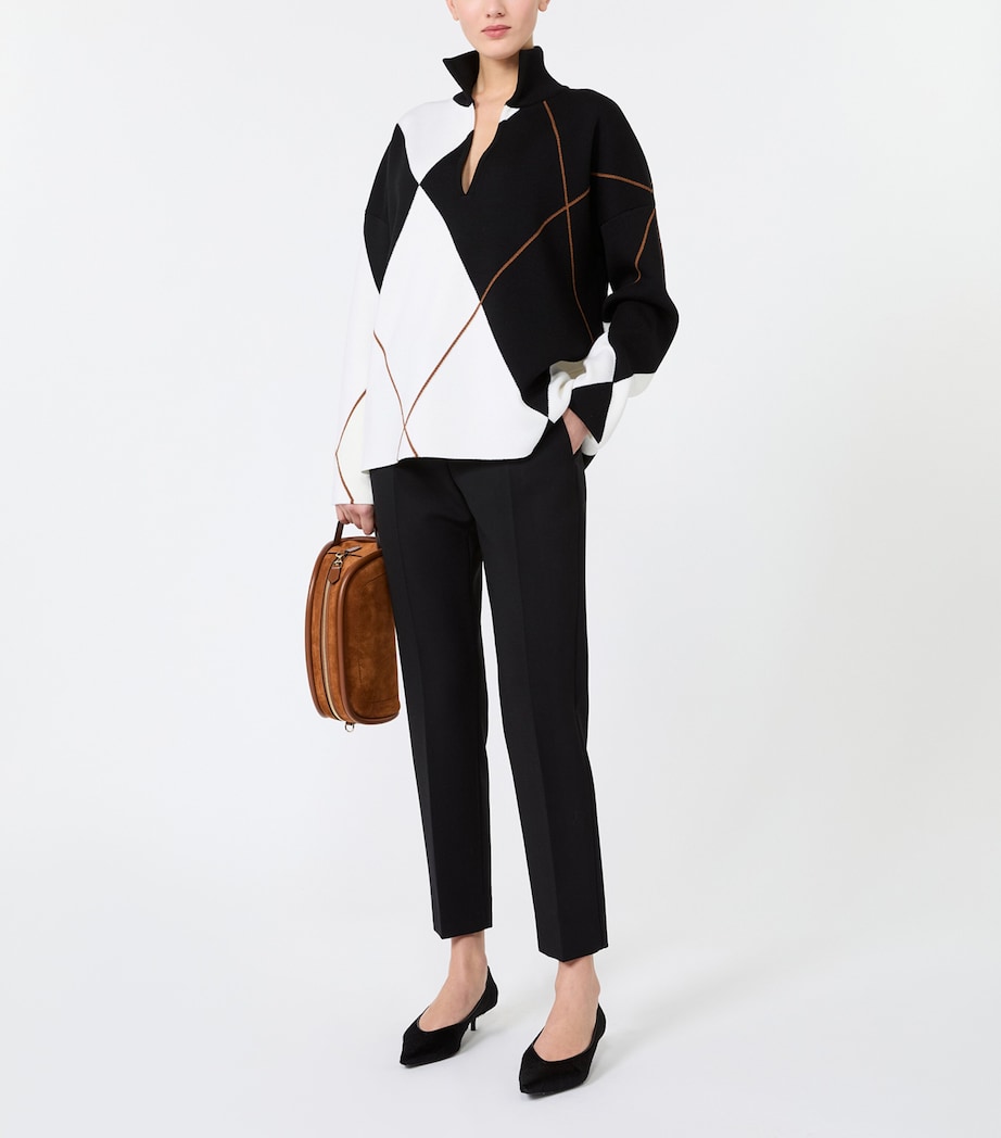 Max Mara Womens Wool-Blend Cropped Trousers Black Image 5