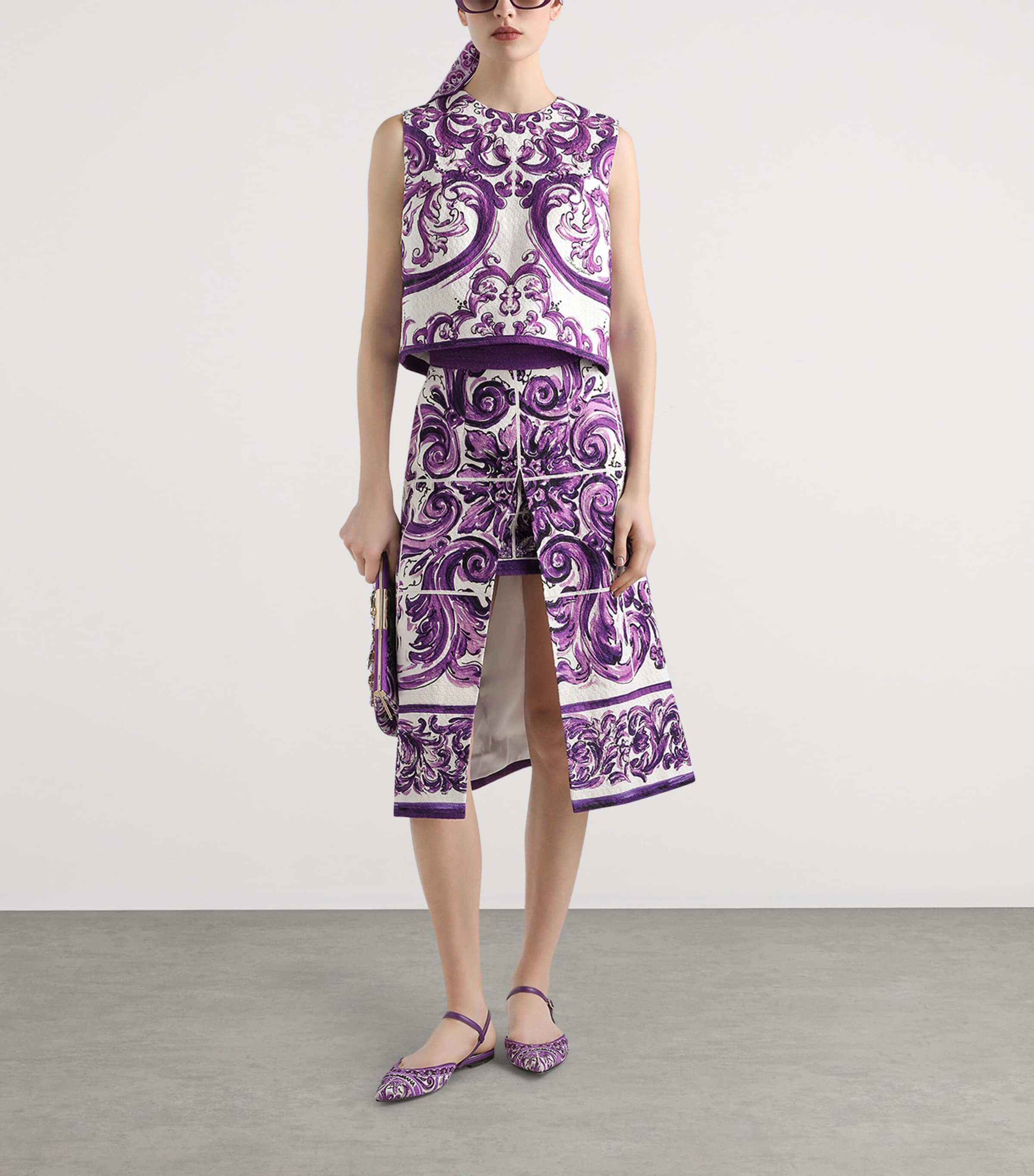 Cotton-Blend Majolica Print Midi Skirt HP5DQ-MIX MAIOLICA L Image 3