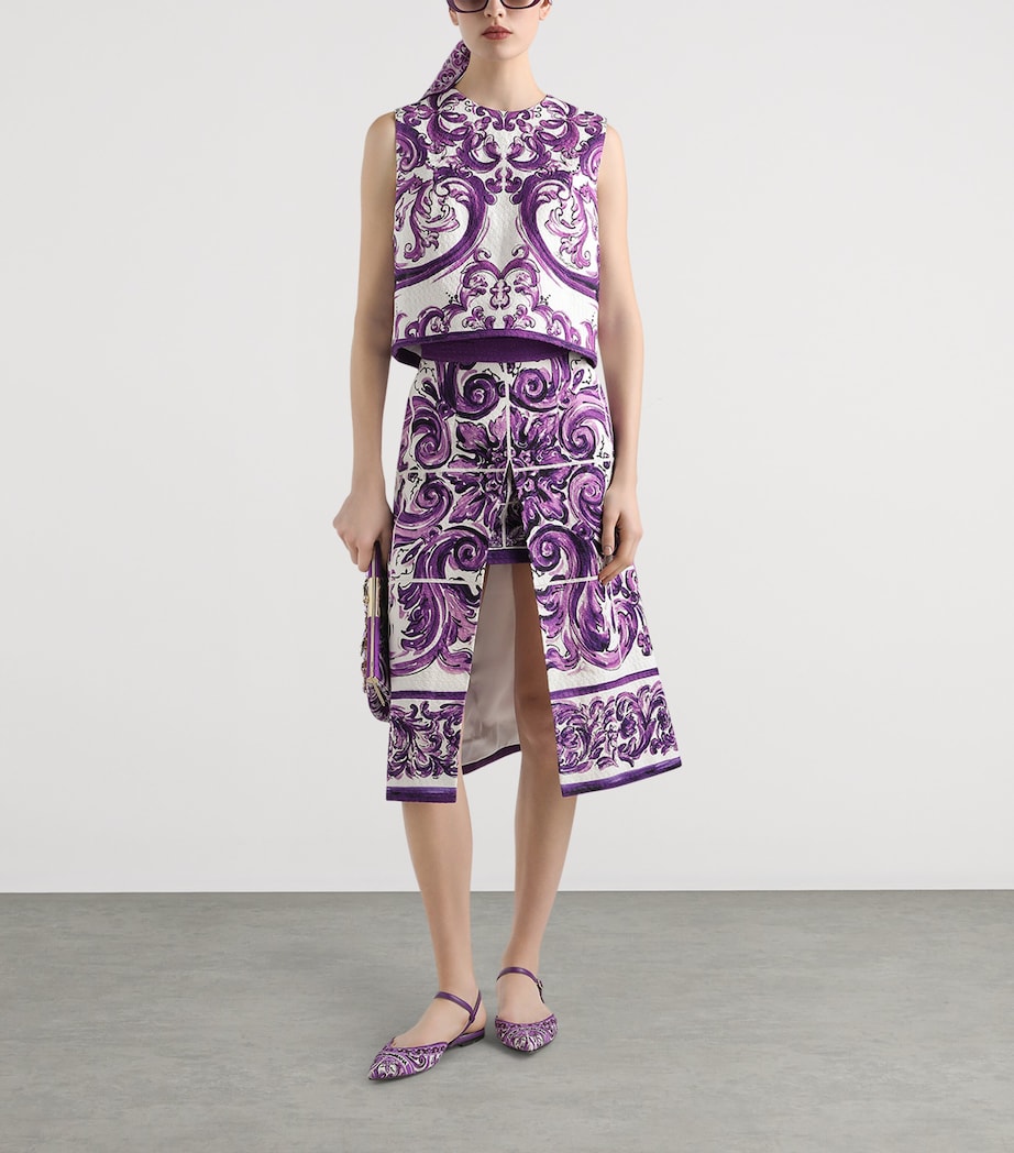 Cotton-Blend Majolica Print Midi Skirt HP5DQ-MIX MAIOLICA L Image 3