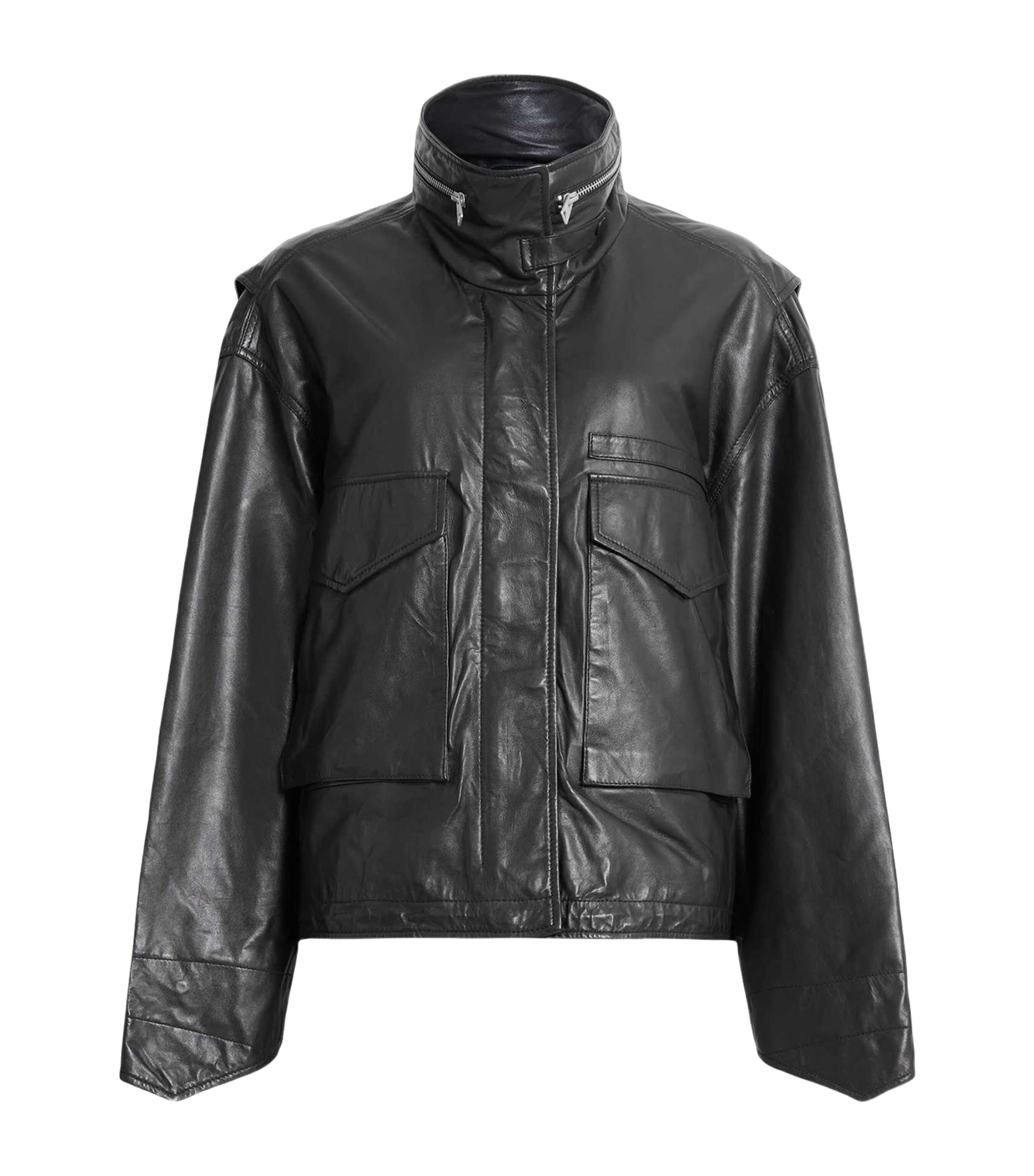 AllSaints Womens Clay Leather Jacket Black Image 1