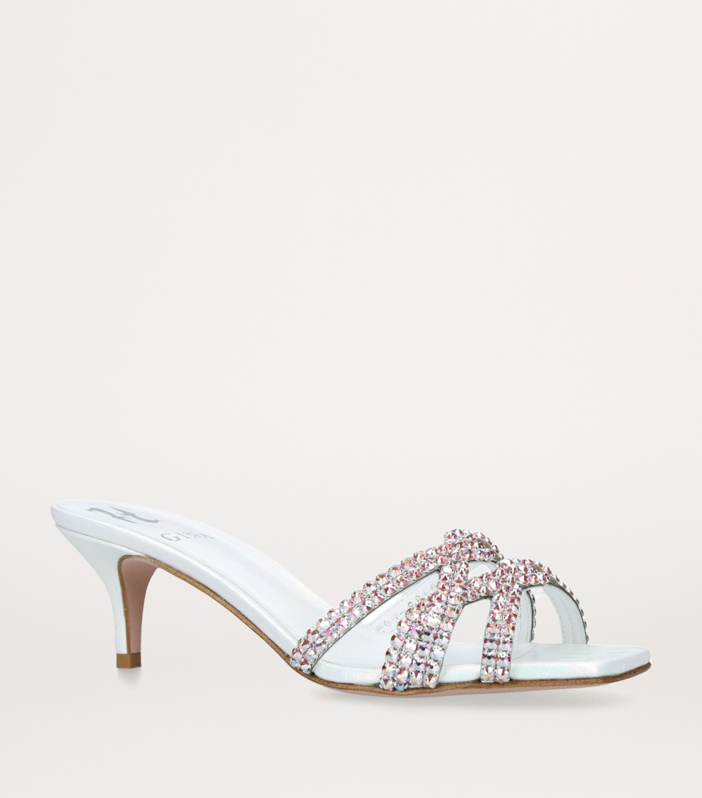 Gina Leather Twyla Heeled Mules 50 White Image 3