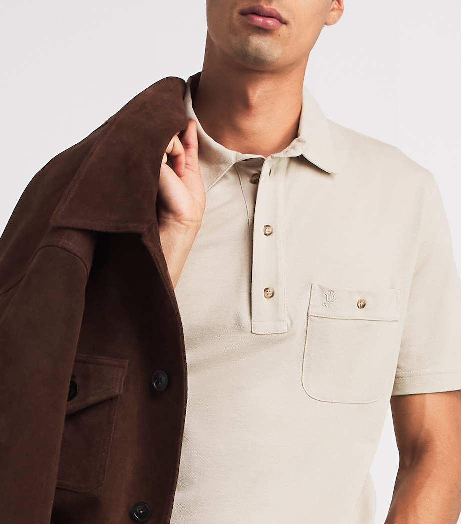 Purdey Mens Cotton Chest Pocket Polo Shirt Stn Image 3