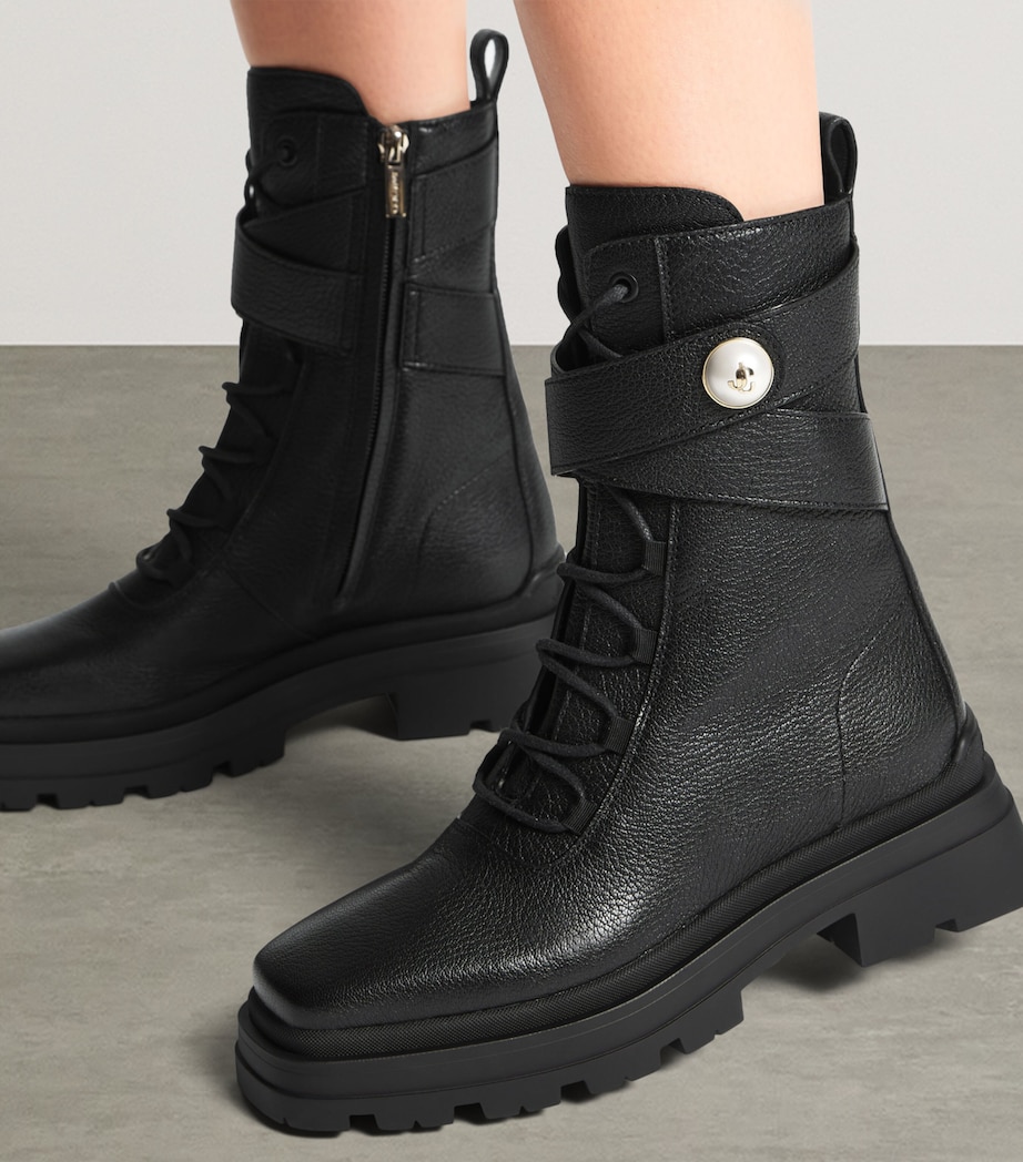 Noemi 45 Leather Biker Boots BLACK Image 5