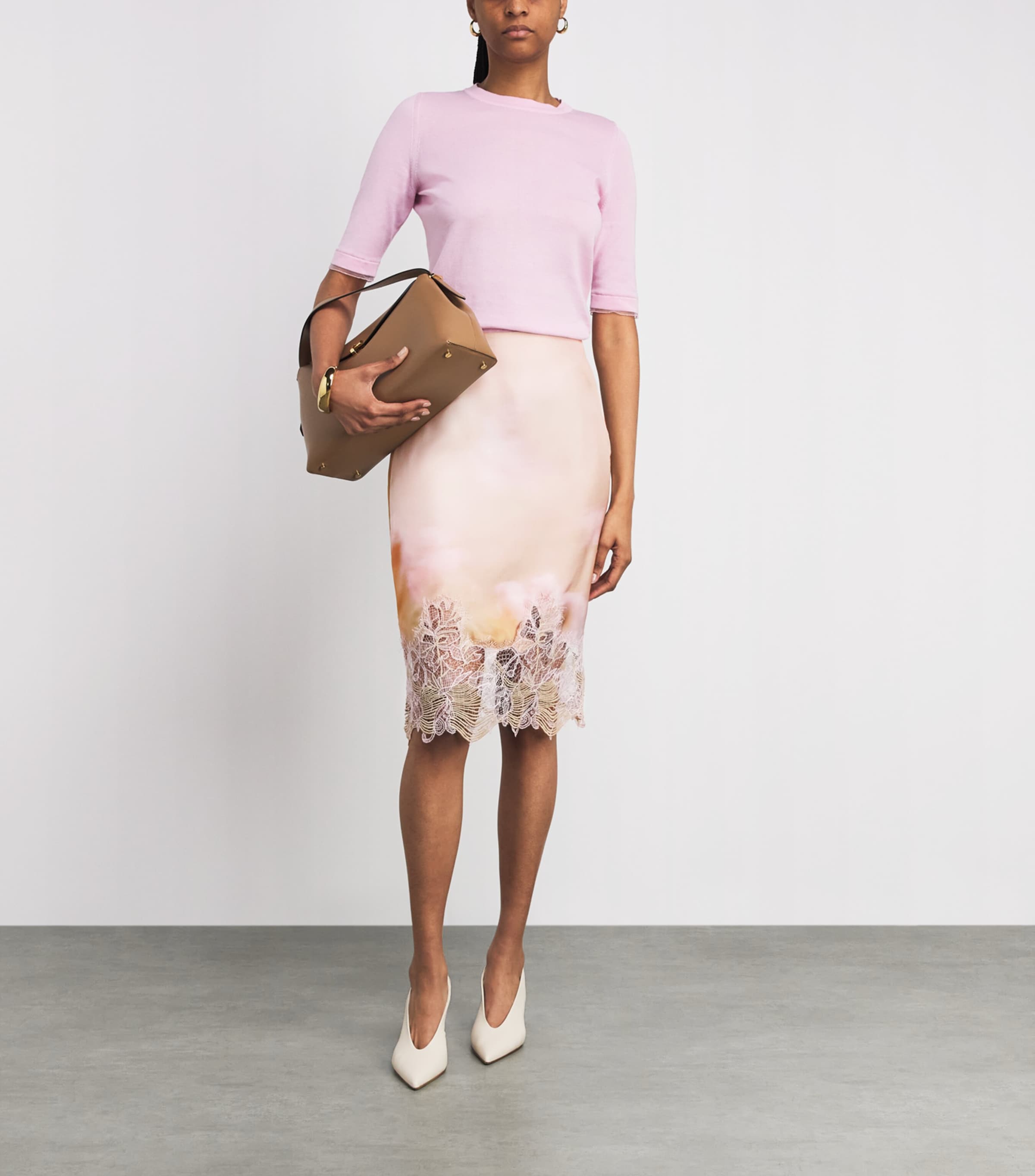 Fabiana Filippi Womens Silk Printed Midi Skirt Memento Rosae Image 2