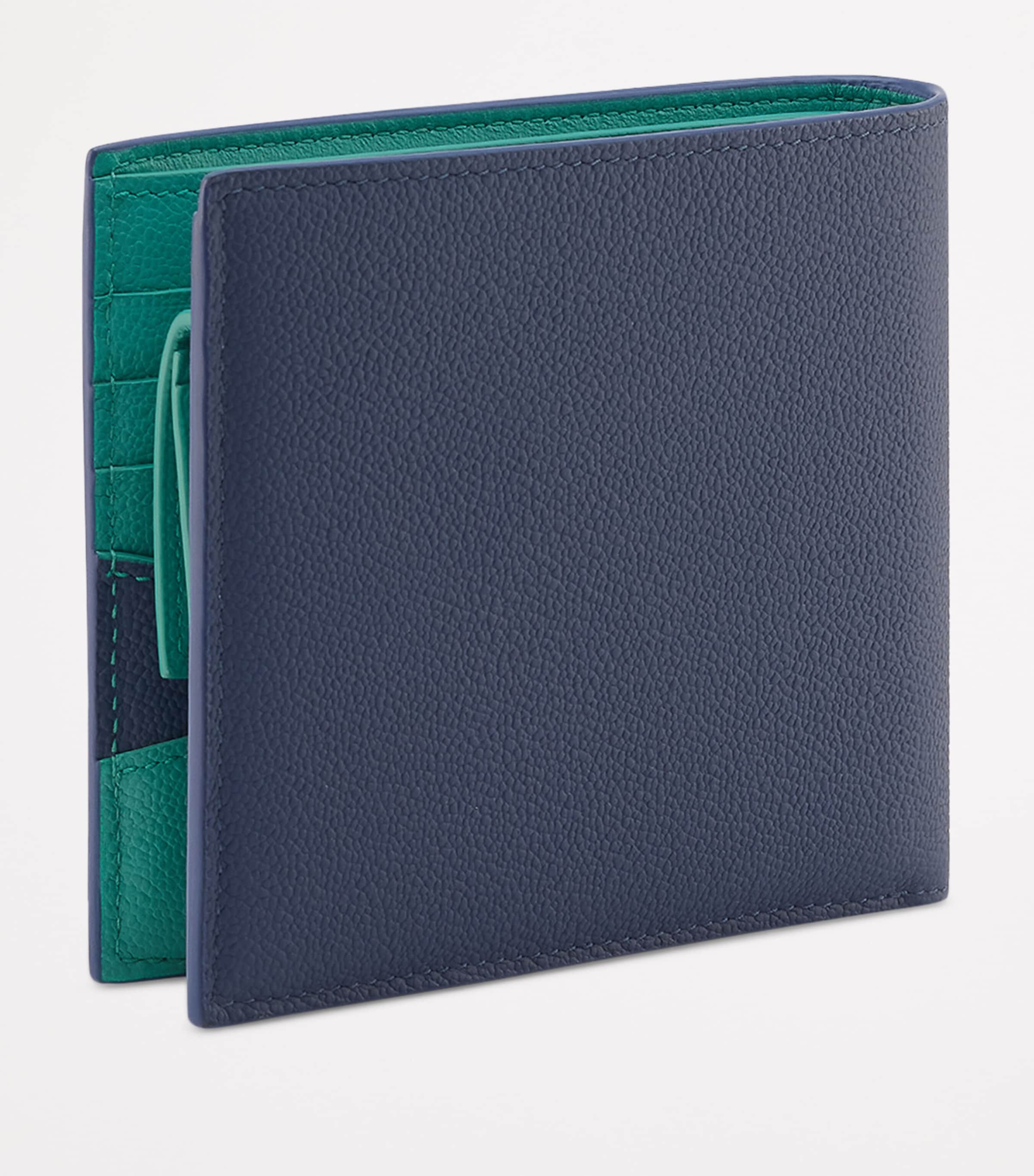 Leather Compact Bifold Wallet BLUE MEDIUM Image 2