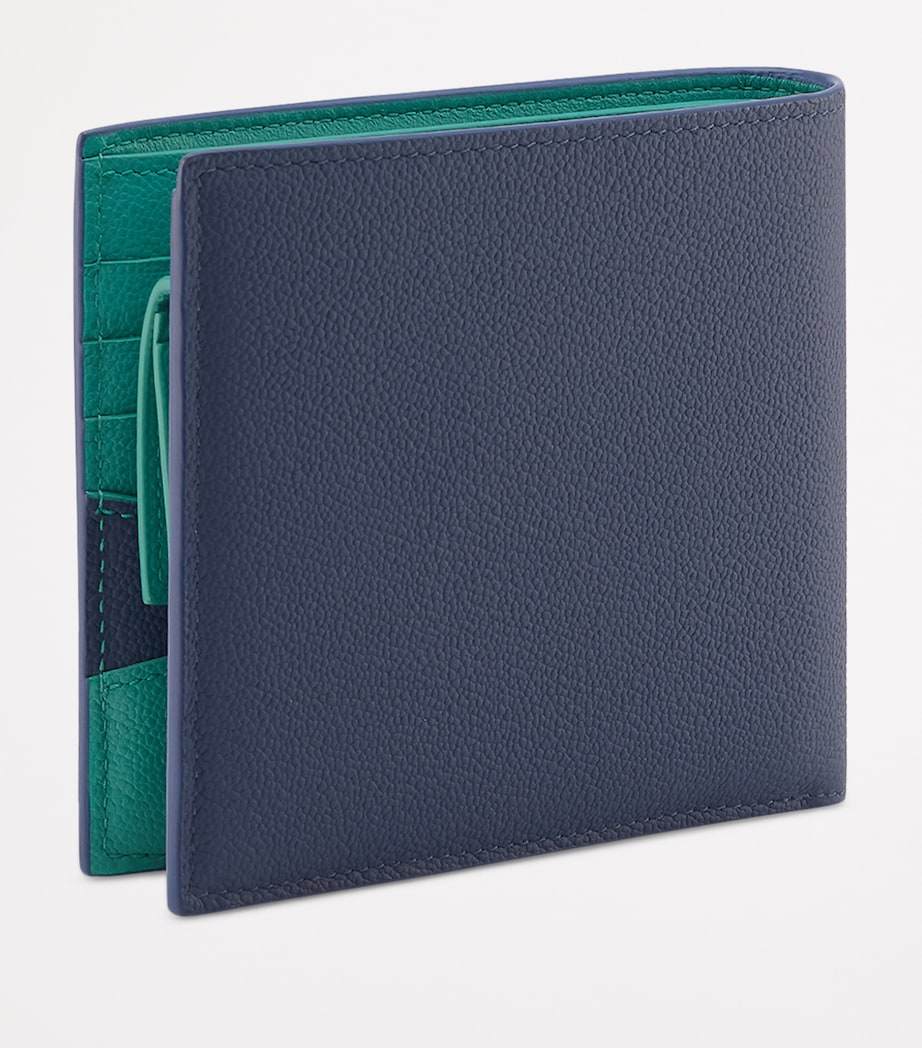 Leather Compact Bifold Wallet BLUE MEDIUM Image 2