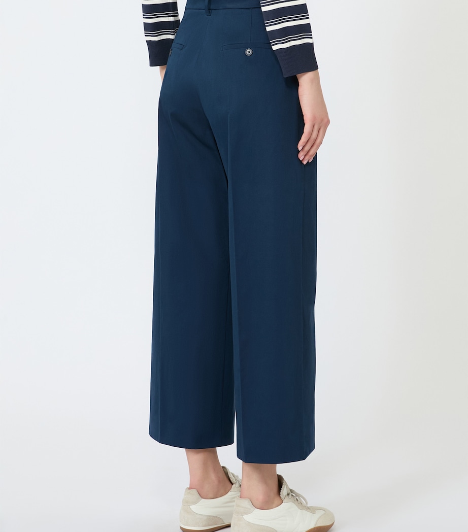 Weekend Max Mara Womens Stretch-Cotton Wide-Leg Trousers Navy Image 4