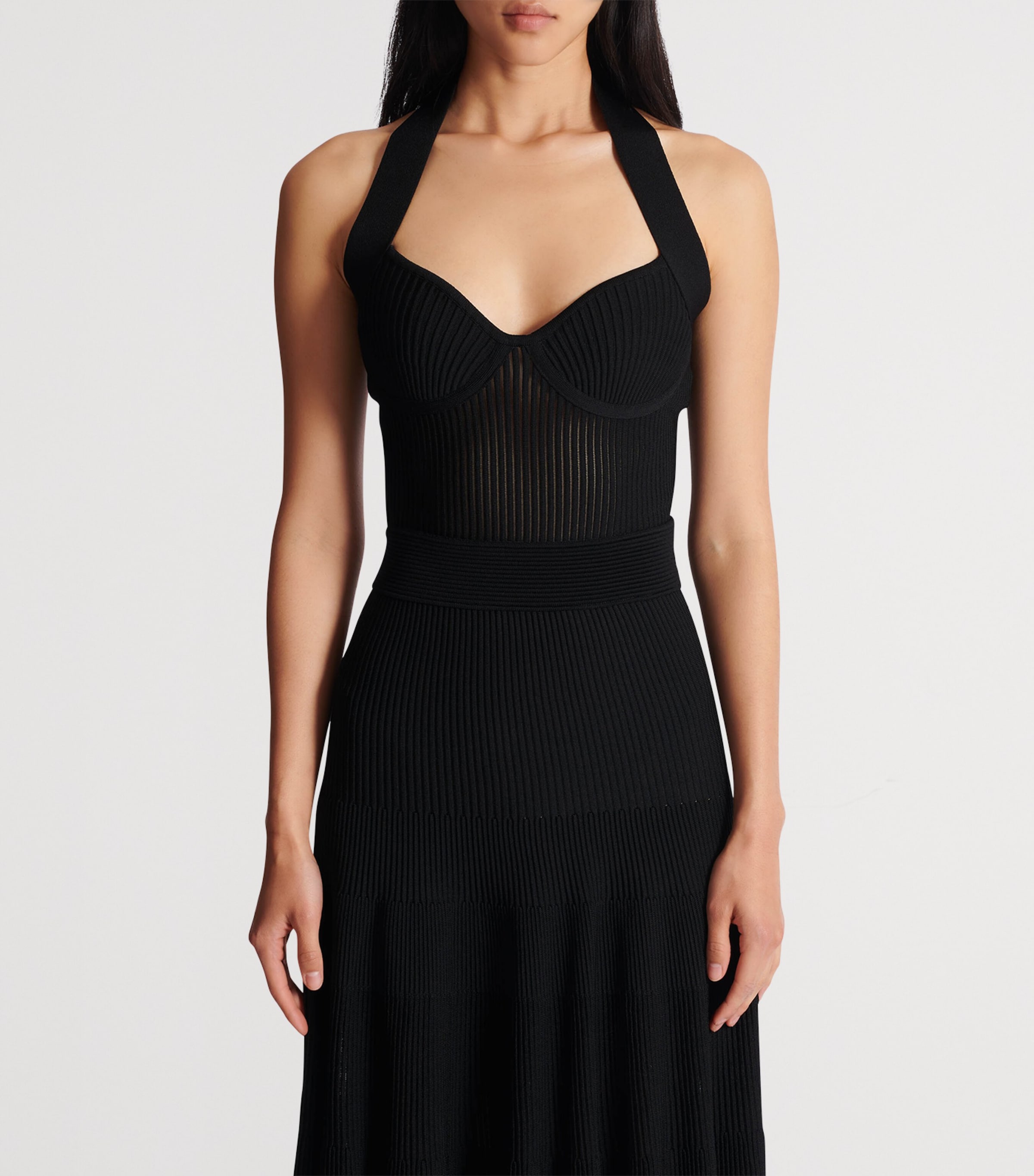 Knitted Halterneck Midi Dress 0PA NOIR Image 4