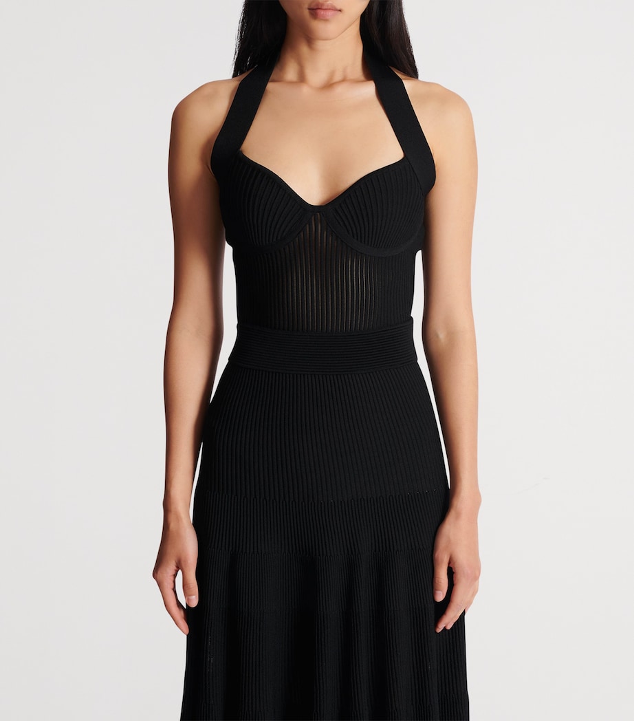 Knitted Halterneck Midi Dress 0PA NOIR Image 4