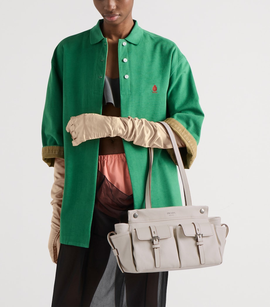 Prada Womens Medium Leather Route Tote Bag Neutral Image 3