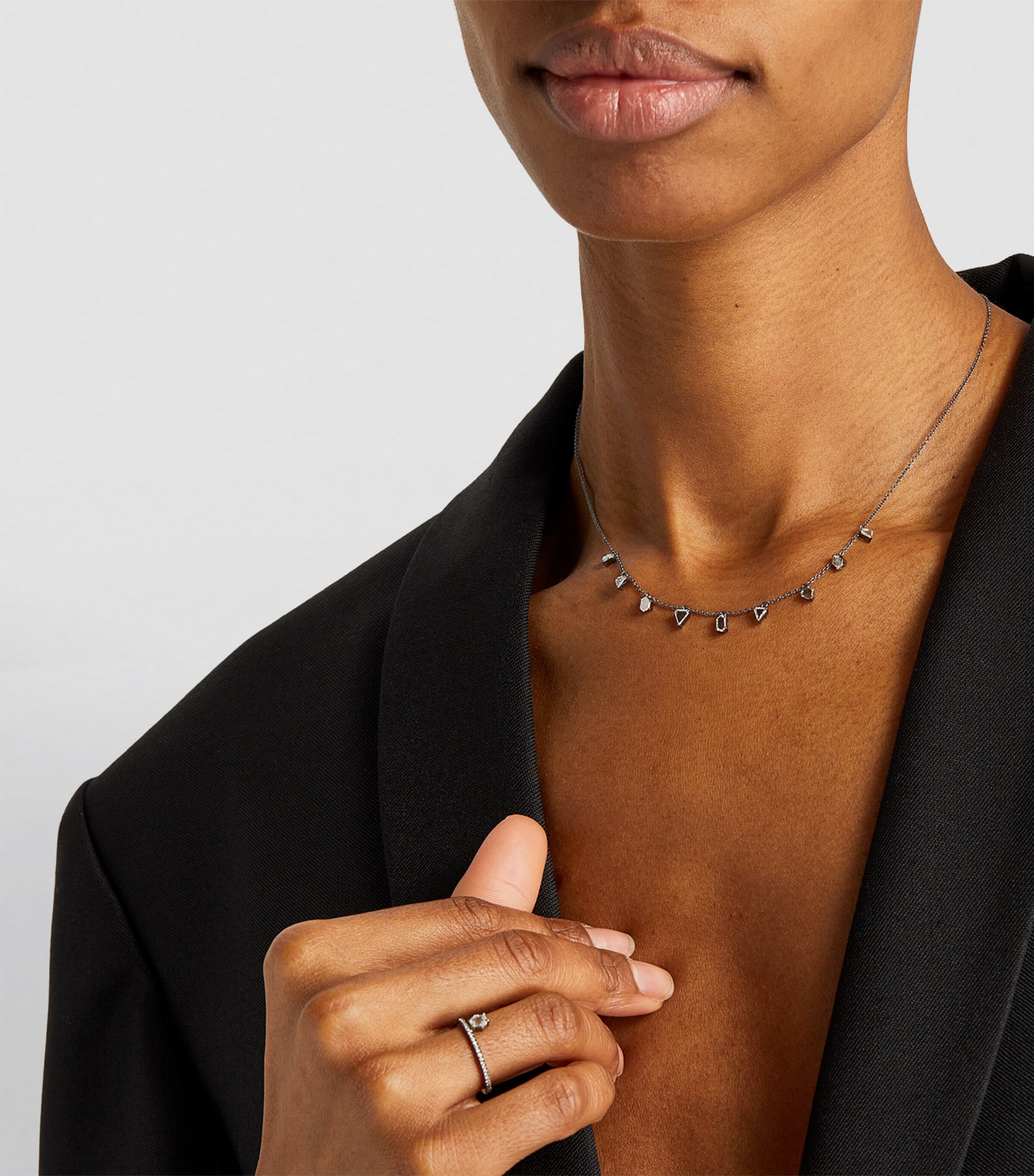 Eva Fehren Blackened White Gold and Diamond Prism Necklace Black Gold Image 4