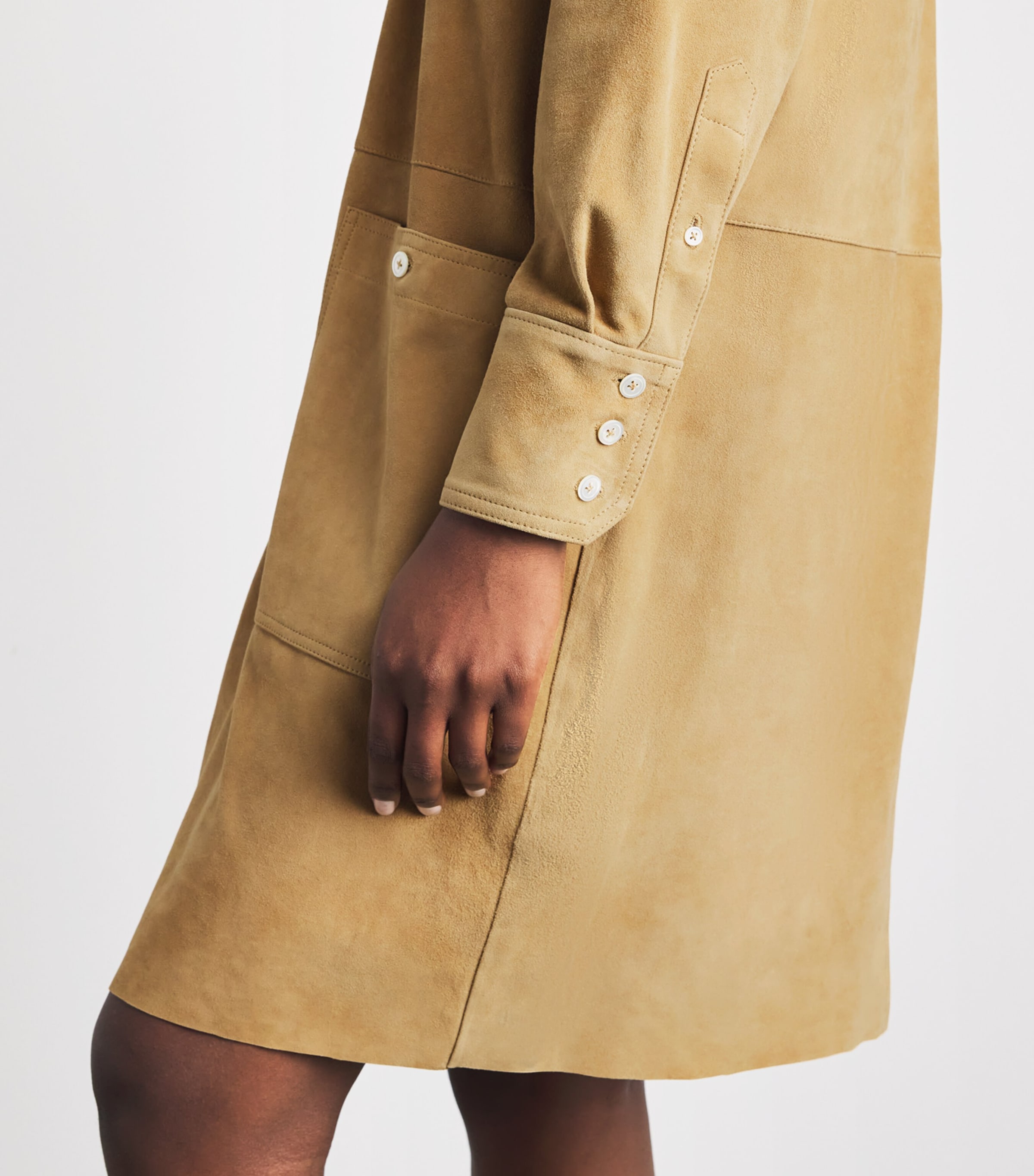 Polo Ralph Lauren Womens Suede Utility Dress Khaki Image 5