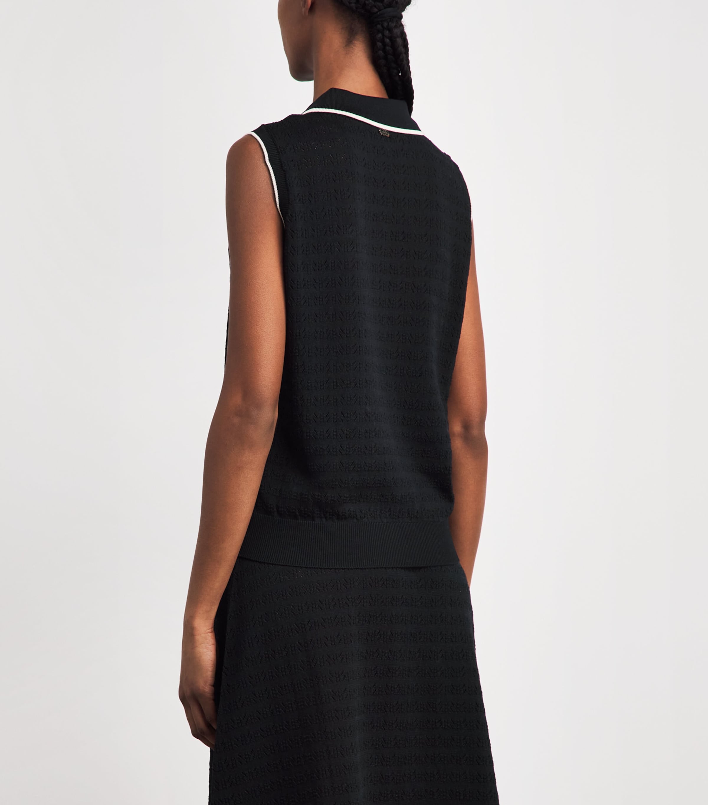 Agnona Womens Cotton Polo Sweater Vest Black Image 5