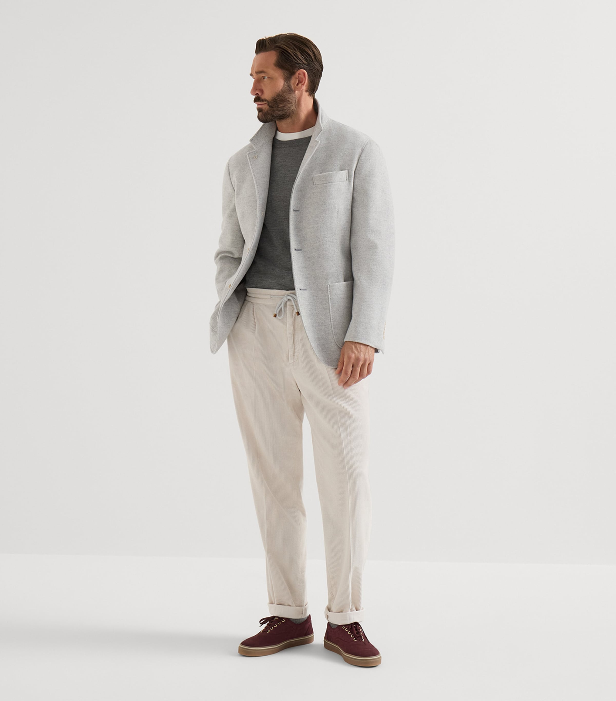Brunello Cucinelli Mens Water-Resistant Cashmere Blazer Grey Image 3