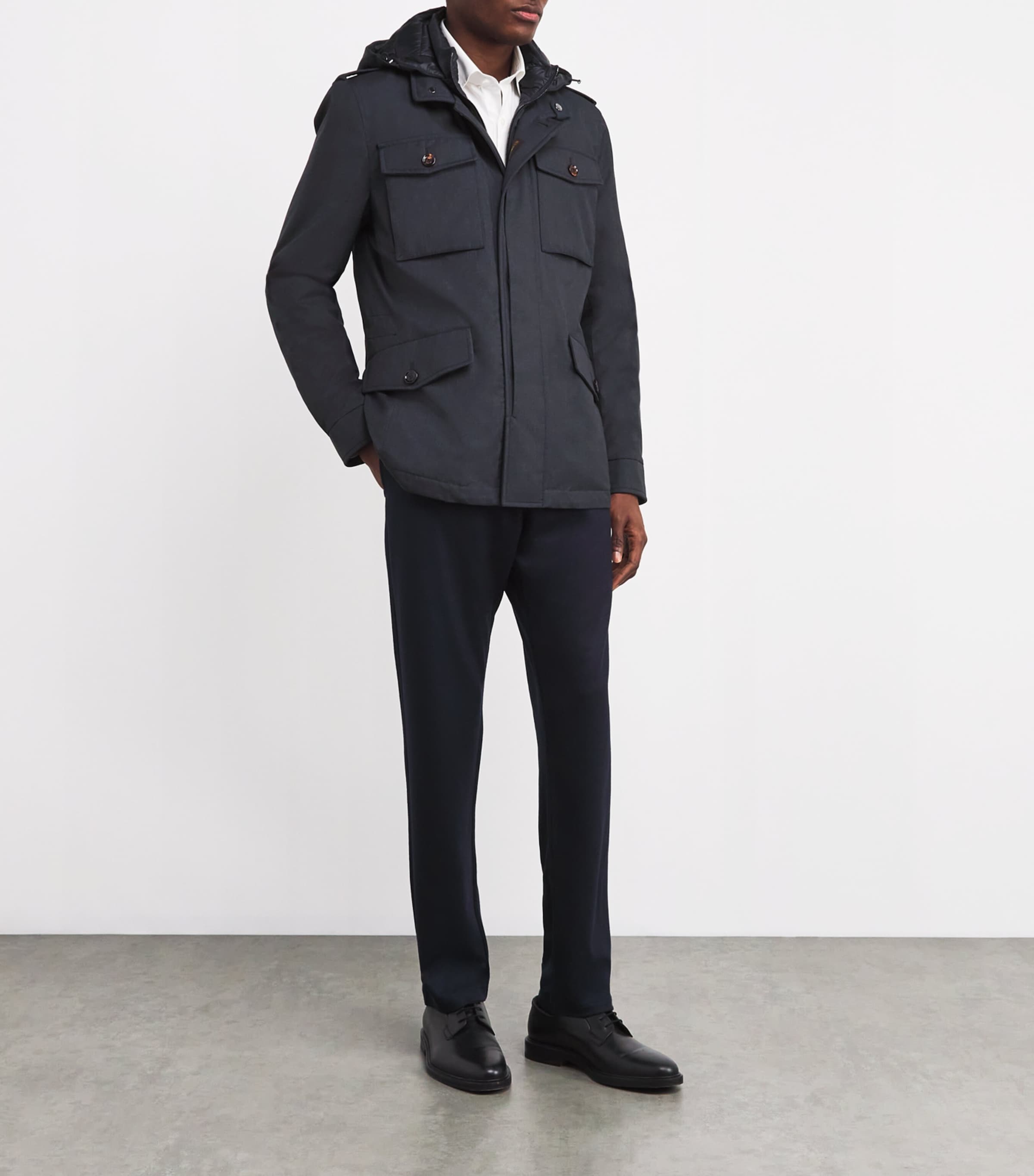 Virgin Wool-Silk Down Coat DARK BLU U0402 Image 2