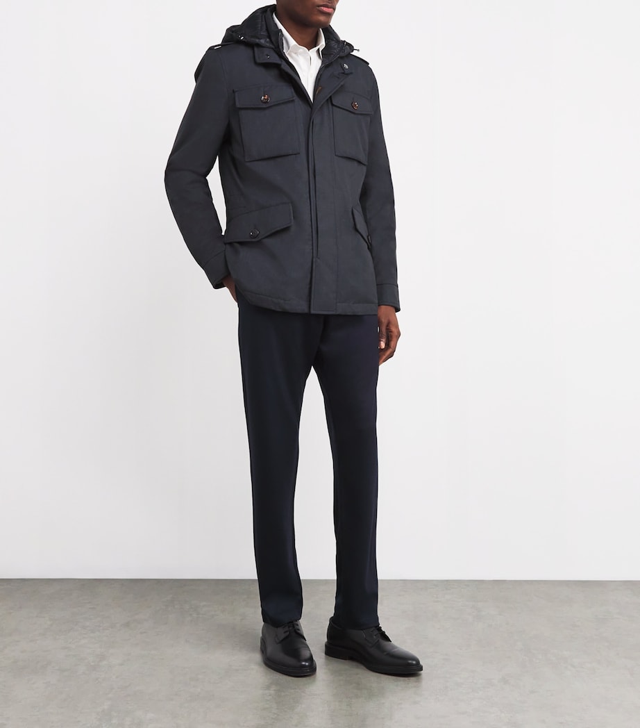 Virgin Wool-Silk Down Coat DARK BLU U0402 Image 2